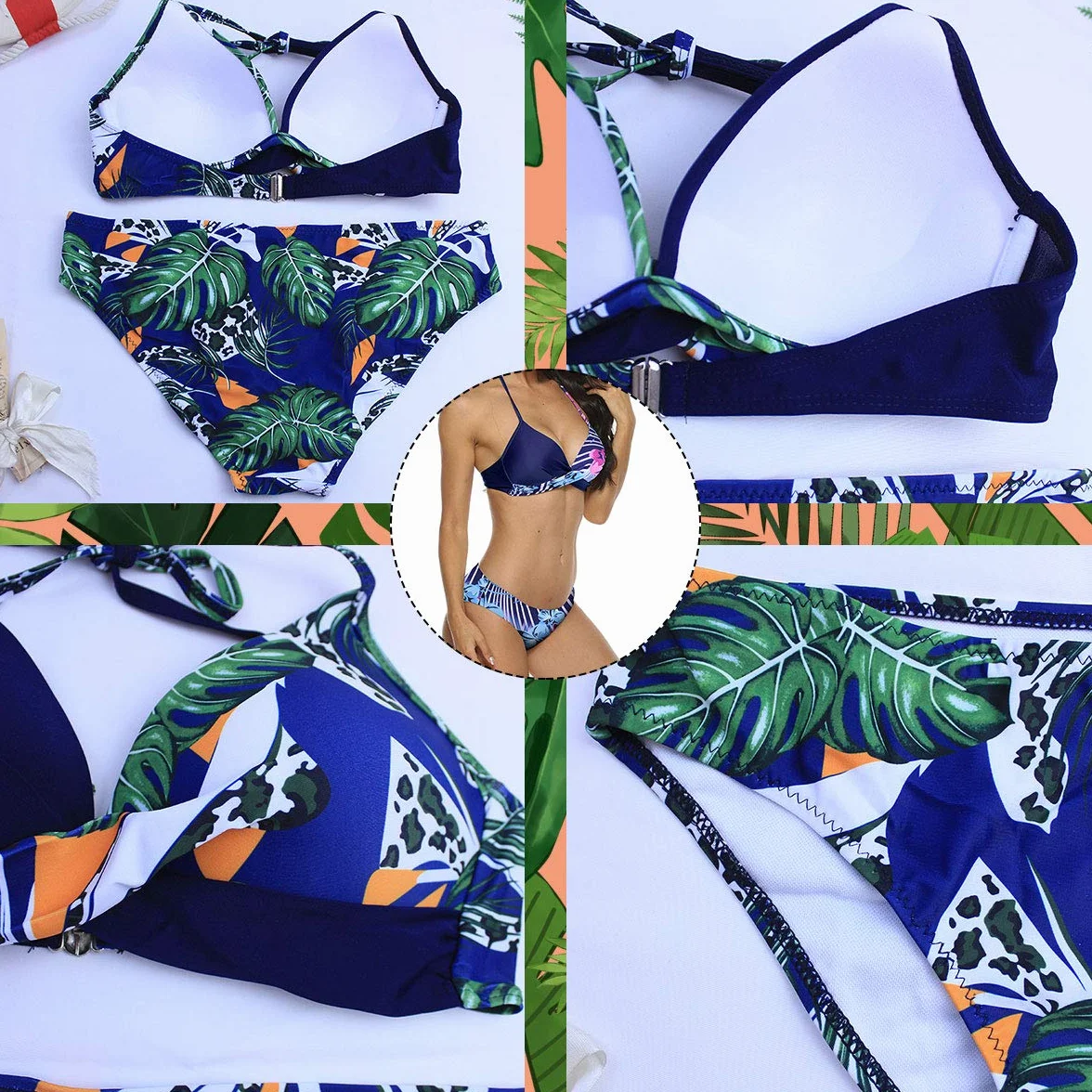 CheChury Damski 2-częściowy strój kąpielowy Sexy Tie-Dyed Zestawy Bikini Push Up Wyściełane wyszczuplające Trójkąt Pończochy Swimwear