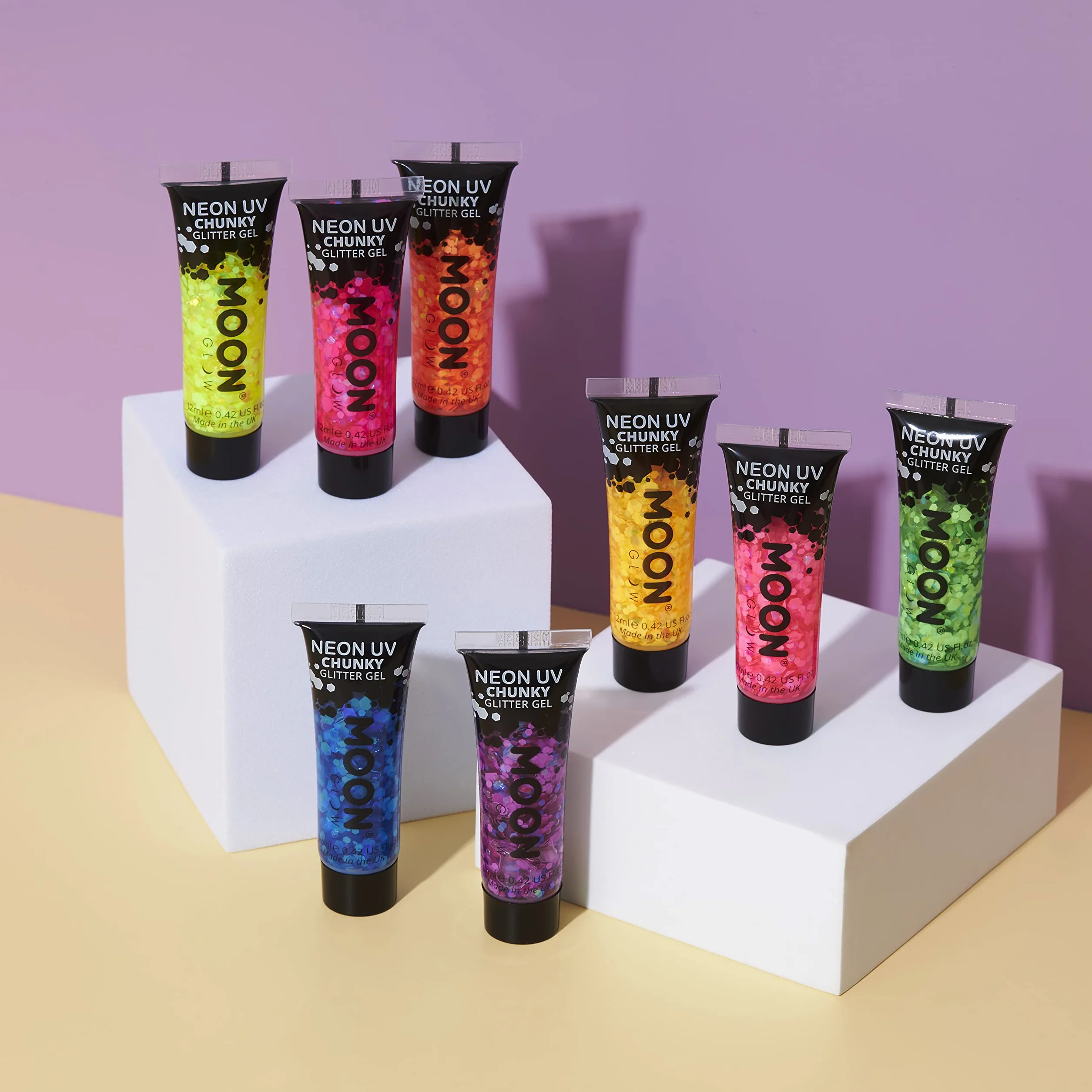 Moon Glow - Neon UV Chunky Glitter Gel, Purple, 12ml Single