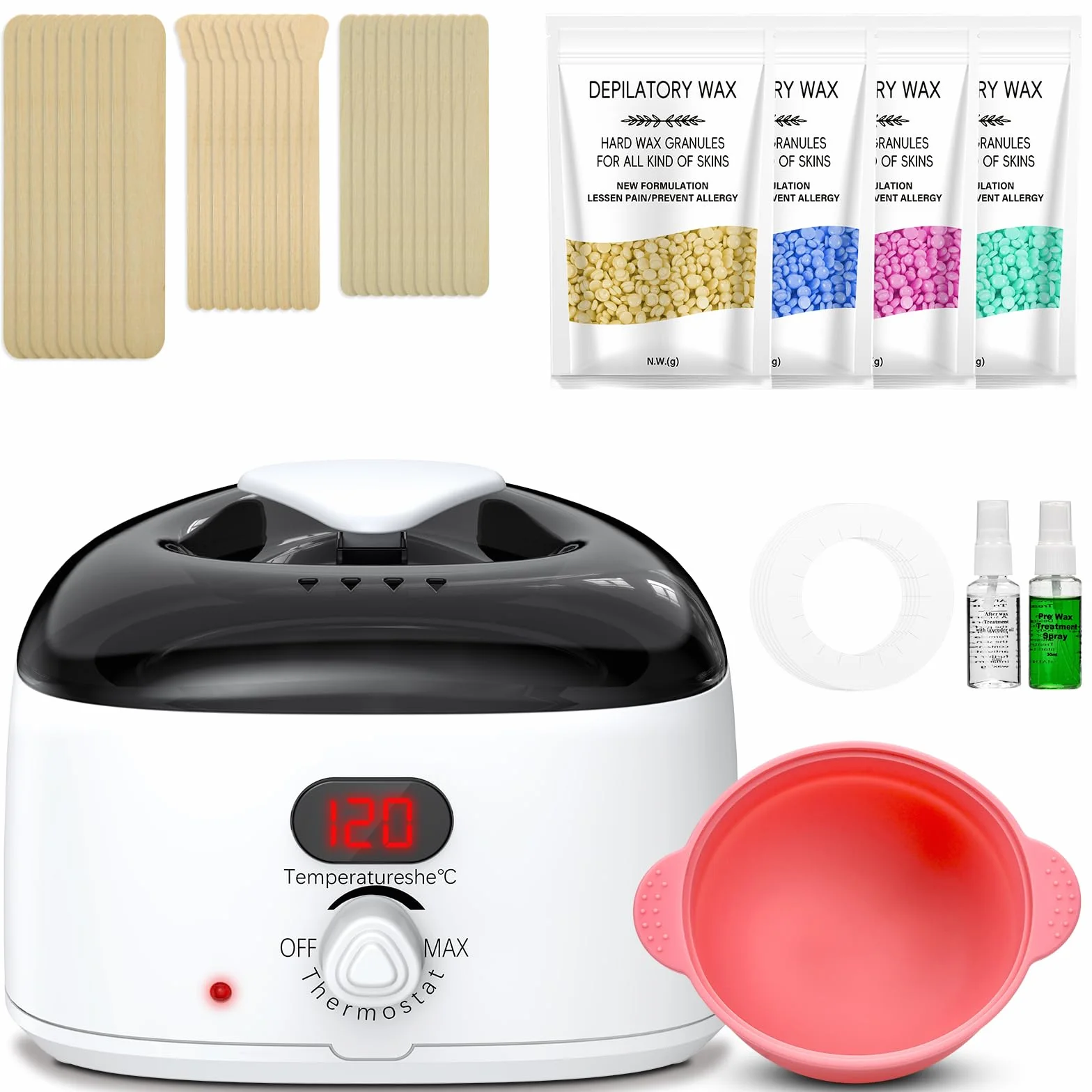 Zestaw do woskowania z regulacją temperatury, ogrzewacz do wosku, do depilacji