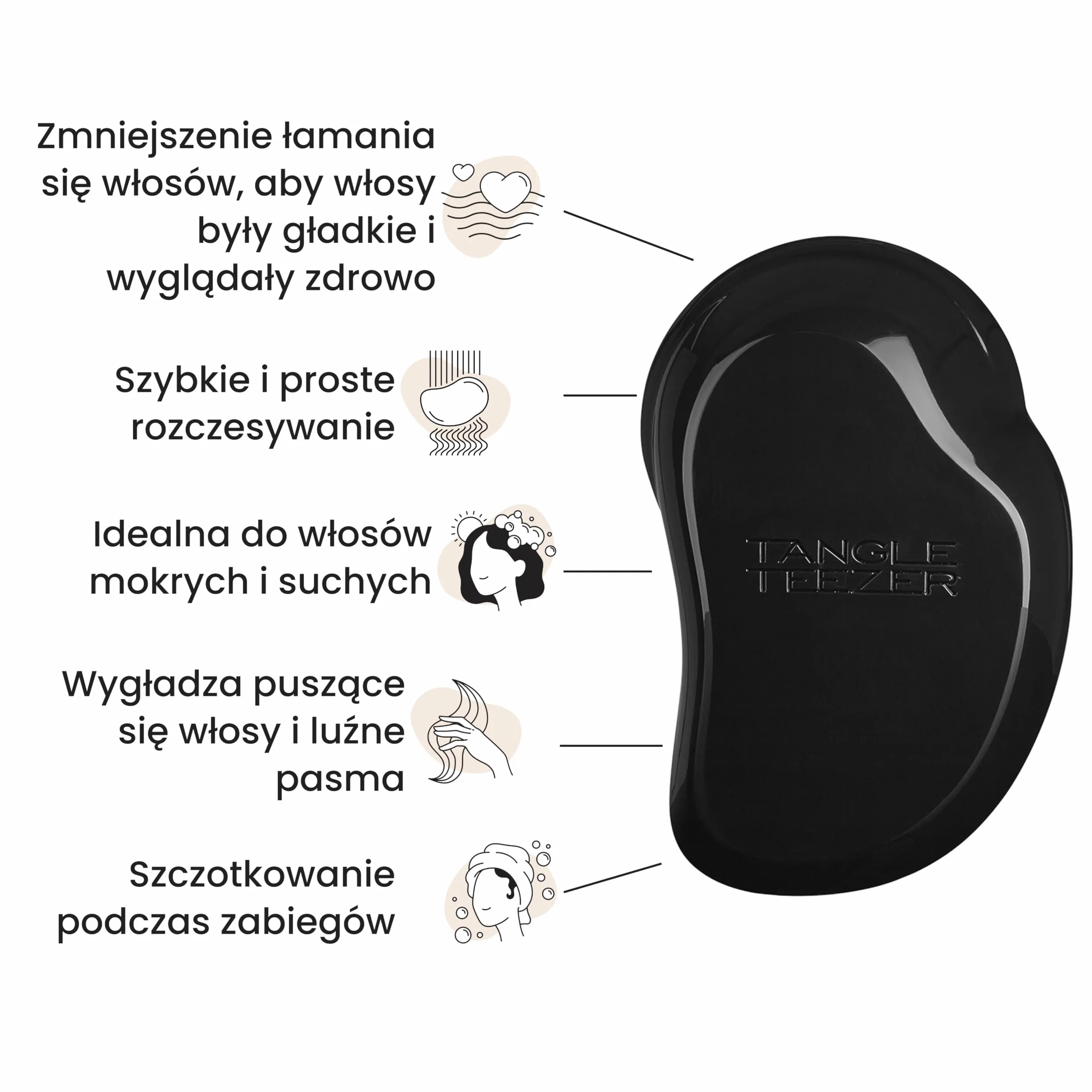 Tangle Teezer Original Szczotka do rozczesywania włosów mokrych i suchych Czarna pantera