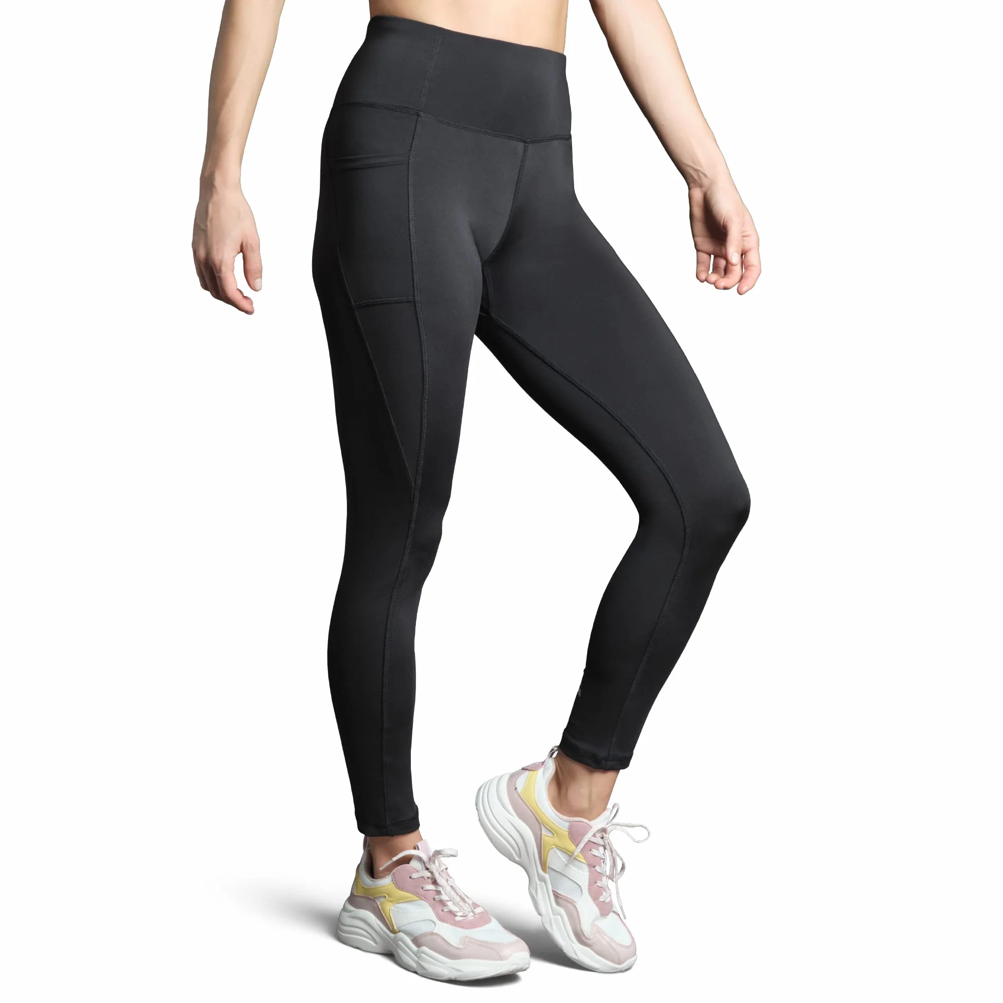 DANISH ENDURANCE Damskie Legginsy Treningowe z Kieszeniami, Rozciągliwe Getry na Siłownię z Wysokim Stanem