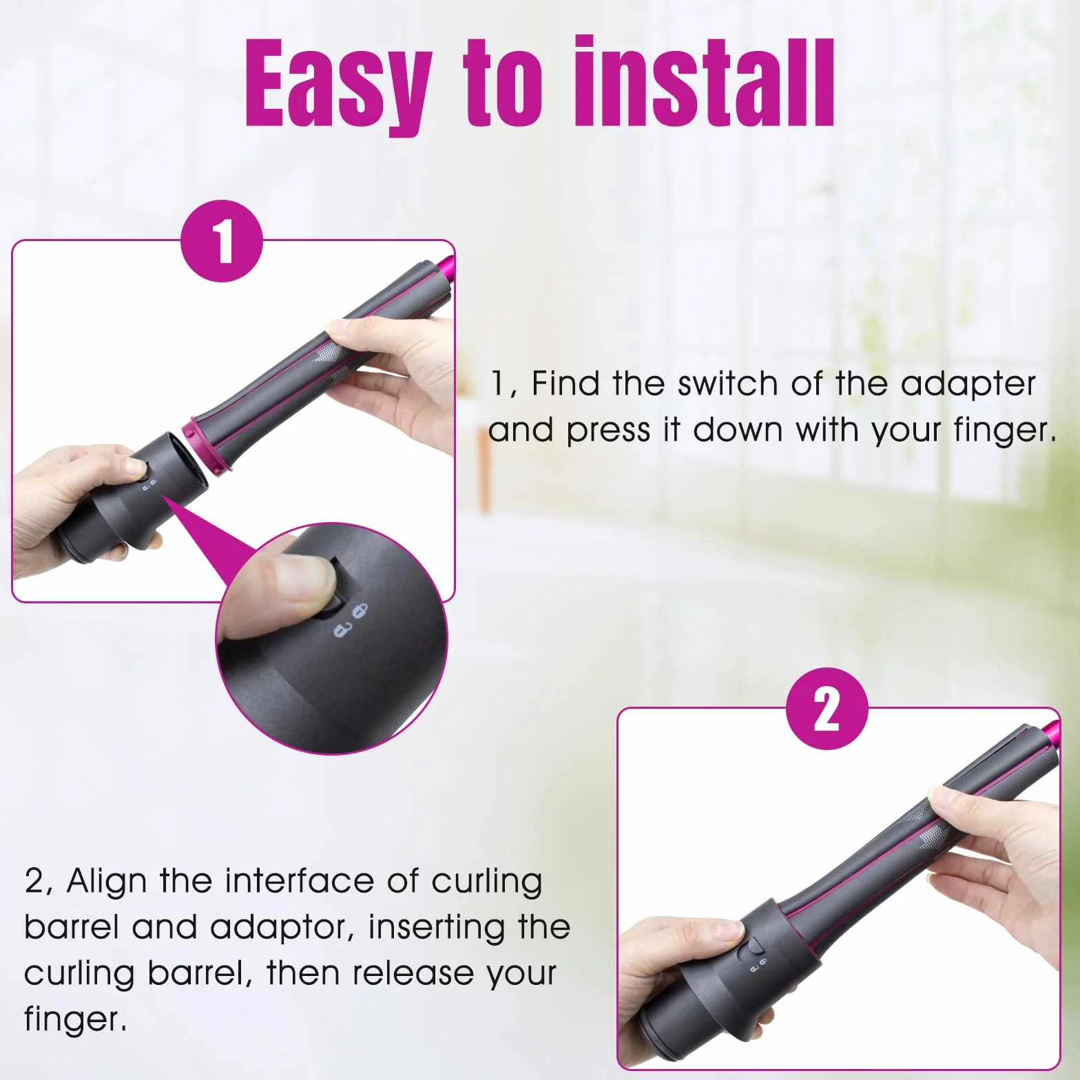 Chuancheng 2 szt. 1,2 cala/30 mm długie wałki do włosów kompatybilne narzędzie do włosów Dyson Airwrap Styler, akcesoria do wielu stylów włosów, różowy