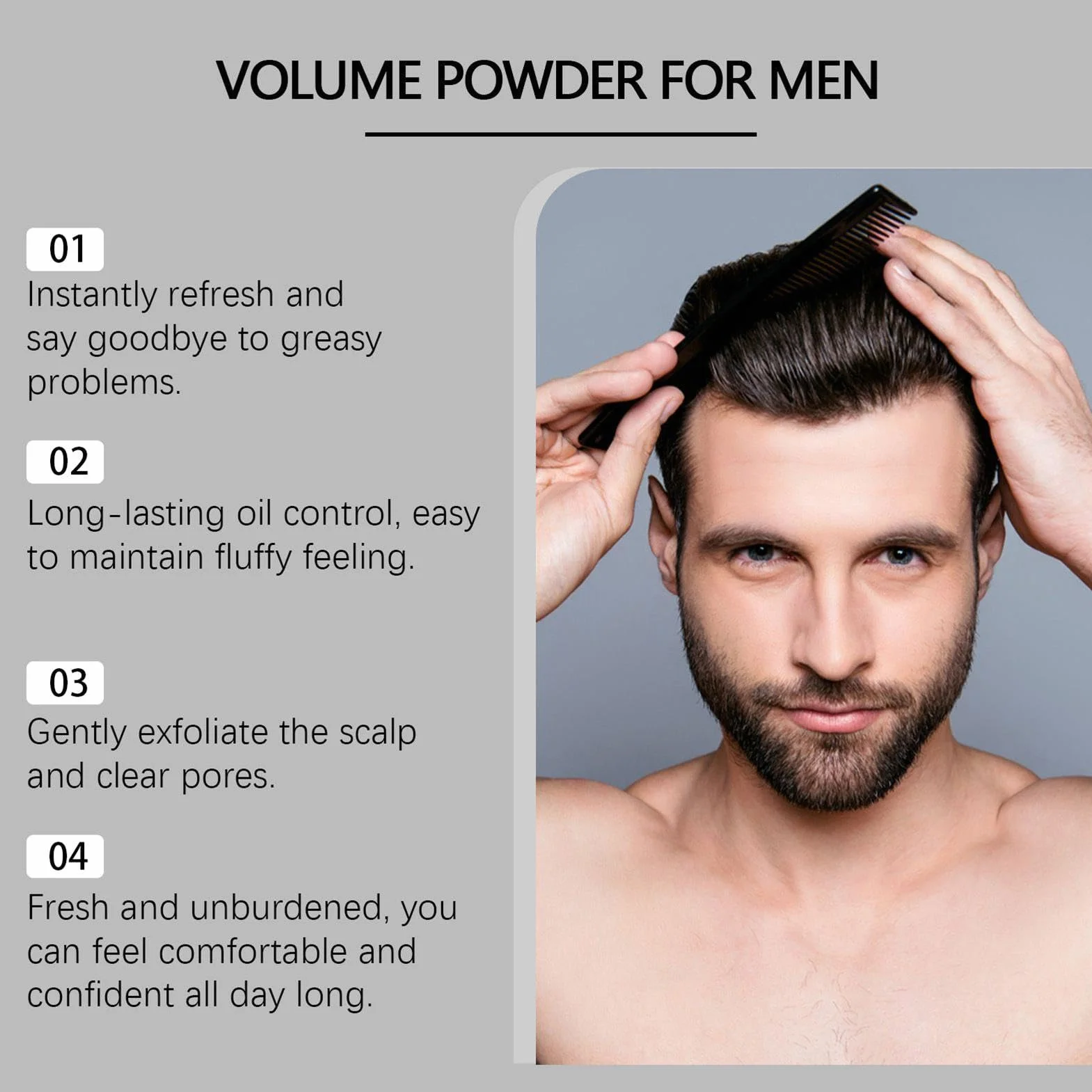 Hair Texture Powder, Natural Look, Easy to Apply Men's Styling Powder, Portable Hair Volume Boost, Long-lasting Hold, Perfect for Business Trips, Appointments