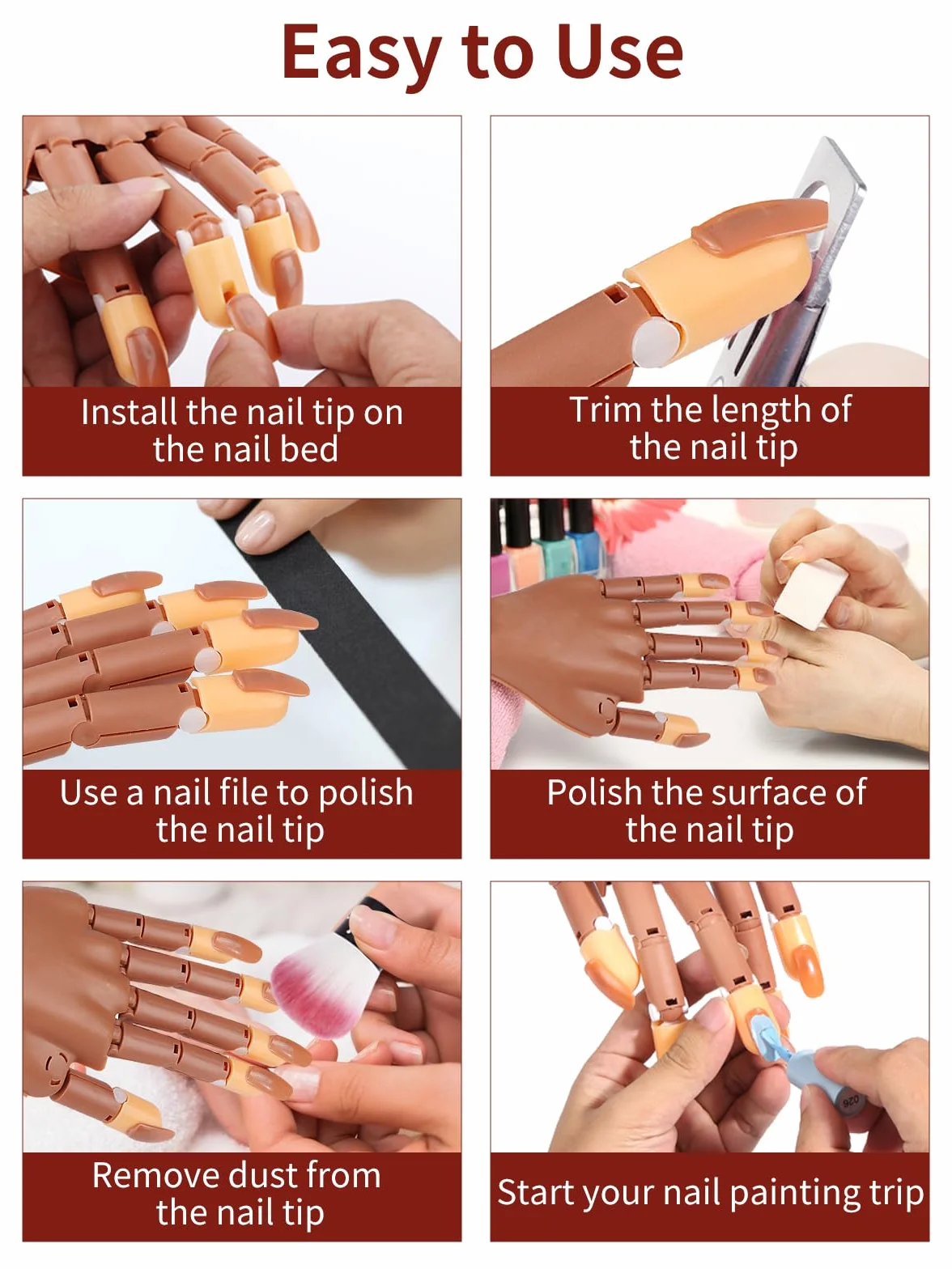 Ręka do ćwiczeń paznokci akrylowych regulowana zestaw do manicure dla początkujących