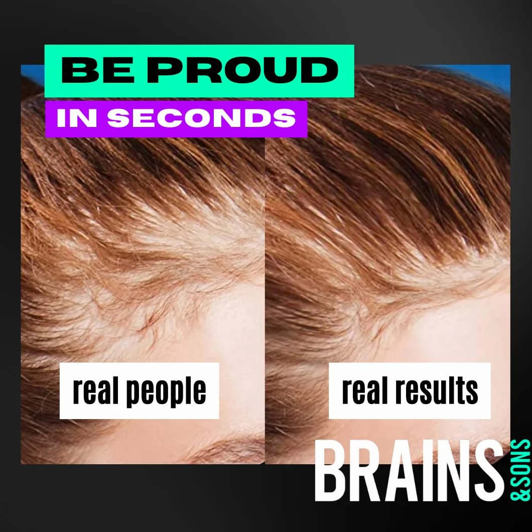Brains & Son Produkt w proszku do zagęszczania włosów z natychmiastowym efektem, do zastosowania w przypadku zakoli, wypadania włosów i przerzedzonych włosów, puder do włosów, 25 g (średni blond)