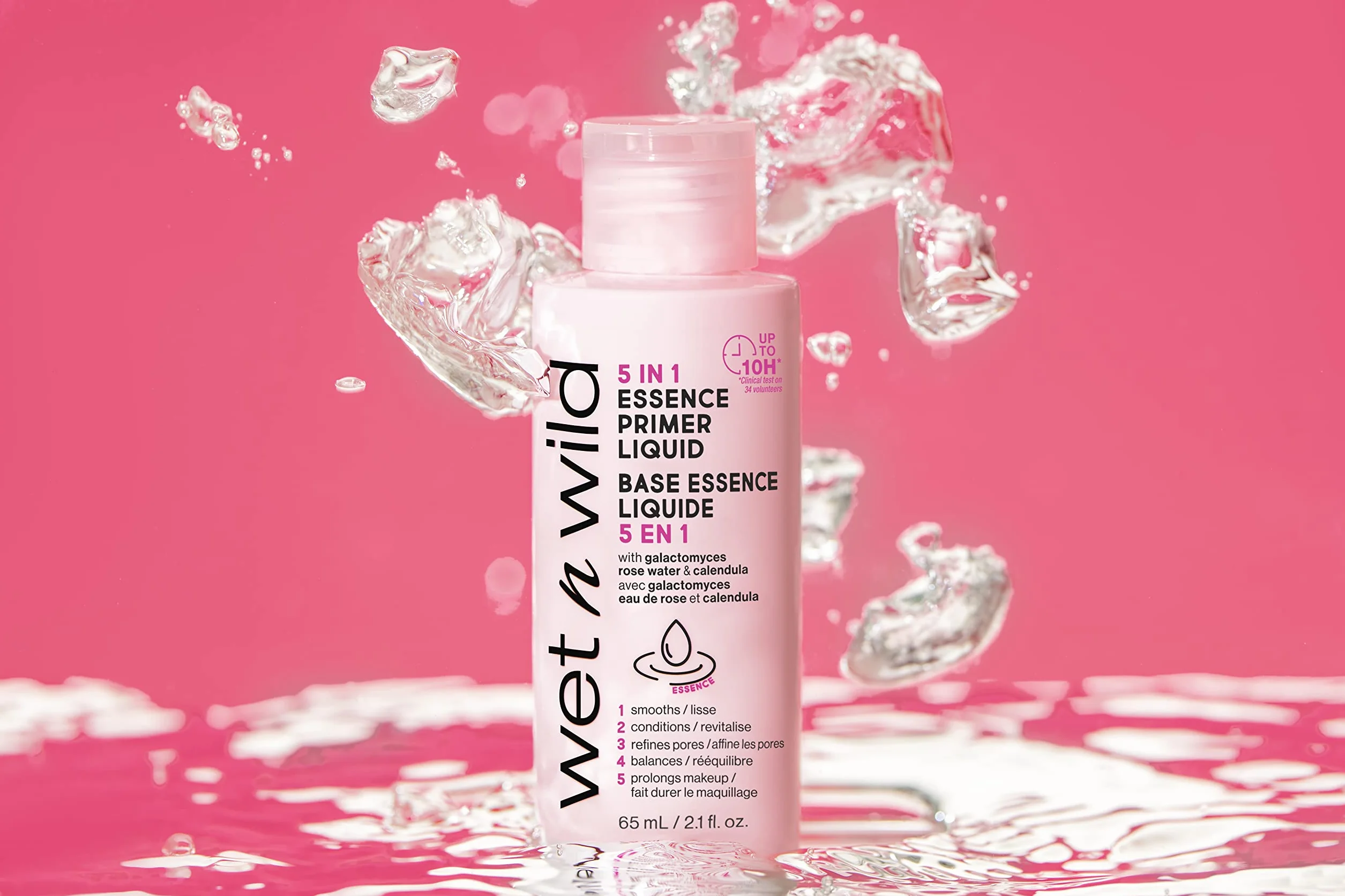 Wet n Wild 5 w 1 Esencja Podkładu w płynie, Gładzi i Odmładza Skórę Przygotowując ją do Makijażu, Wzbogacona w Nagietek i Wodę Różaną, 75ml