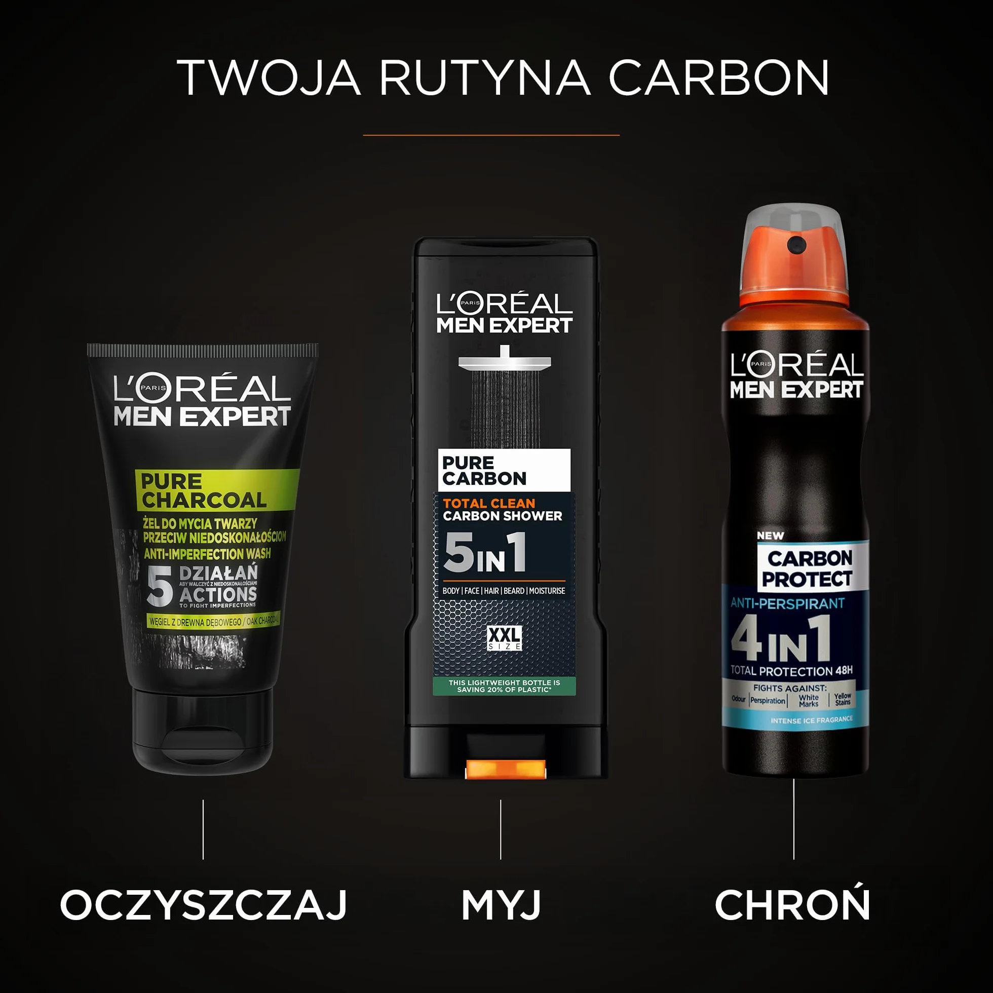 L'Oréal Paris Men Expert, Żel pod prysznic, Total Clean, 400 ml