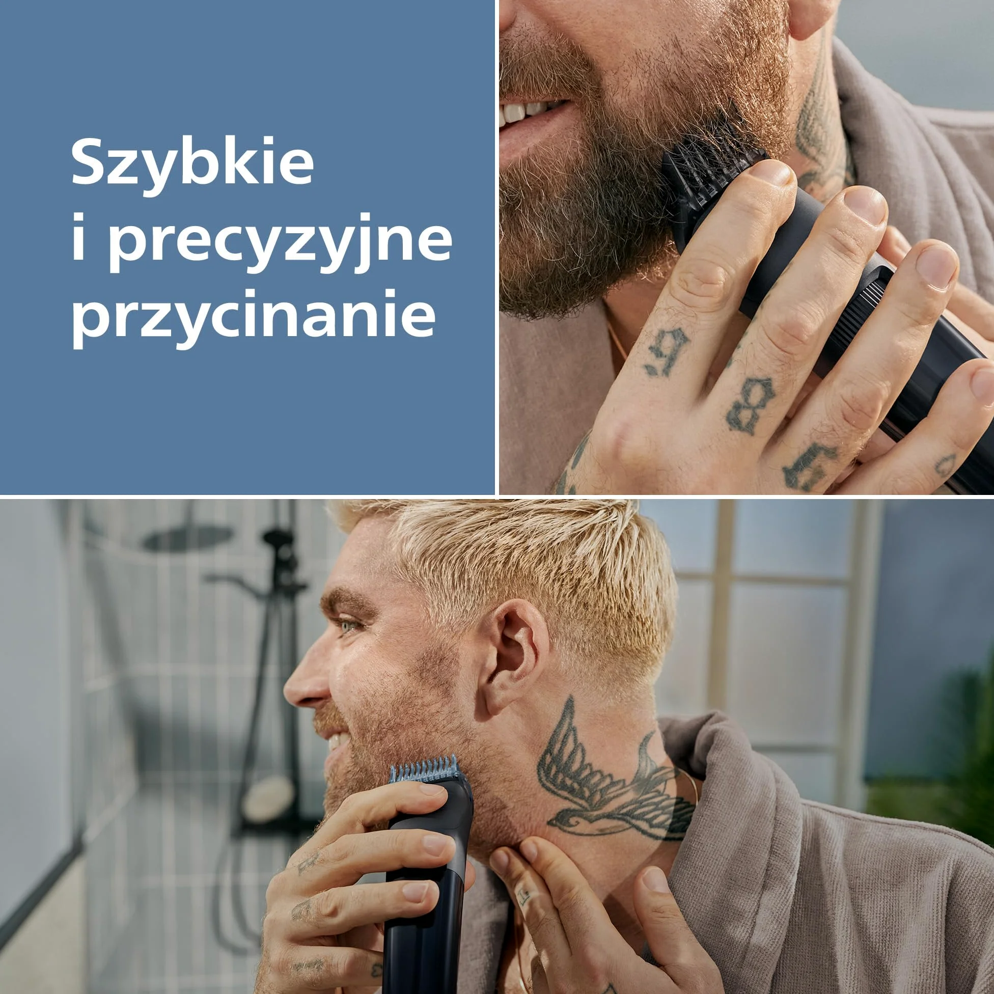 Trymer do brody Philips z serii 3000 – samoostrzące się metalowe ostrza, 40 ustawień, nasadka Lift&Trim, 100% wodoodporności, wskaźnik naładowania baterii, zasilanie przez USB, model BT3660/15