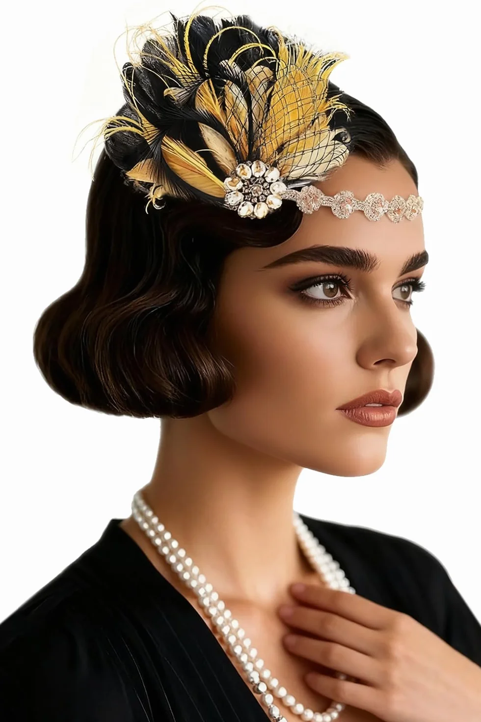 BABEYOND Opaska na głowę z piór Flapper z lat 20. XX wieku, akcesoria dla kobiet, styl Charleston, nakrycie głowy, karnawał, kostium, akcesoria