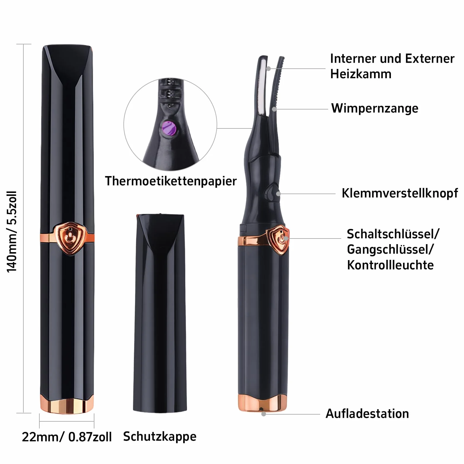 Yootiko Podgrzewany pręt do rzęs, elektryczna zalotka do rzęs Ogrzewana lokówka do rzęs USB ze szczotką do rzęs 3 tryby temperatury 15 s szybkie nagrzewanie dla prawdziwych sztucznych rzęs dobre