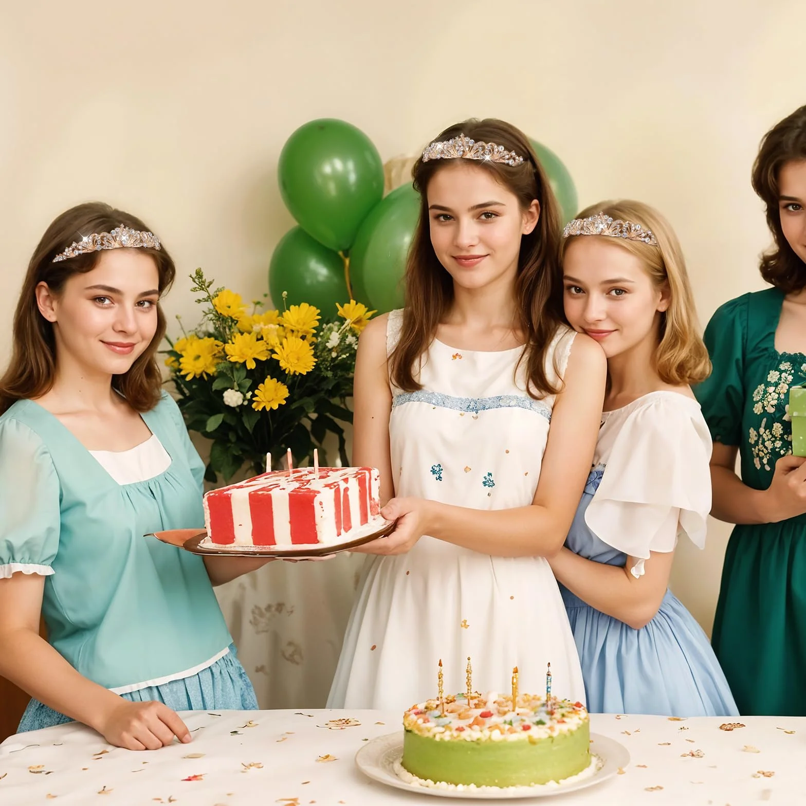 Tyqour Tiara Królowa, Korona Księżniczki, Złota, Diadem dla Panny Młodej, Tiara ze Złotym Strasem, Na Urodziny, Wesele, Bal Absolwentów, Imprezy Księżniczki, Dla Kobiet i Dziewcząt, 13.5 x 11 x 2.6cm