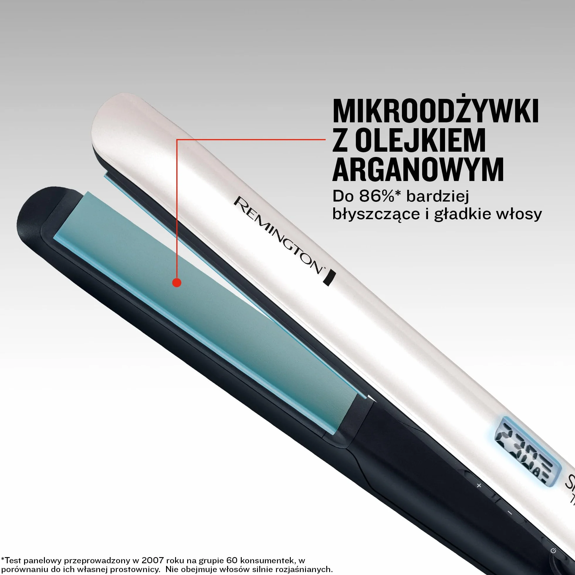 Remington prostownica do włosów, powłoka ceramiczna wzbogacona mikroskładnikami dla większego połysku, wyświetlacz LCD, 150-230°C, Shine Therapy S8500