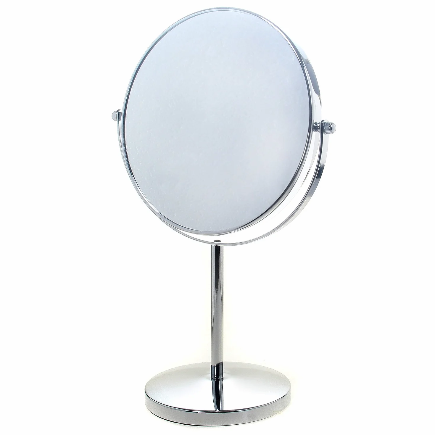 TUKA lusterko stojące, 5-krotne powiększenie, 20 cm, lusterko kosmetyczne obracane o 360°. Chromowane lusterko do makijażu, lusterko do golenia, lustro stołowe, lusterko łazienkowe, dwustronne: lustro