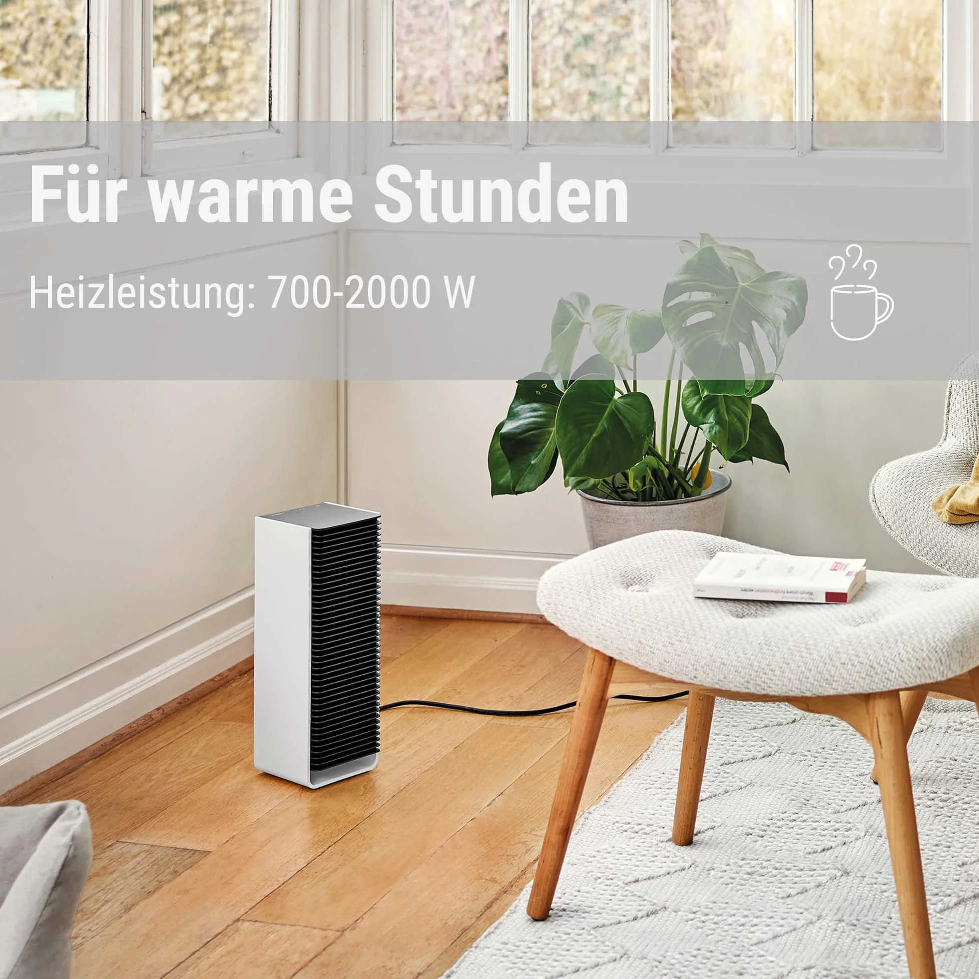 Stadler Form Sam termowentylator z WiFi, ceramiczny element grzejny PTC, tryb automatyczny, termostat, zabezpieczenie przed przewróceniem, 4 poziomy mocy, 700-2000 W, mobilny, energooszczędny, cichy,