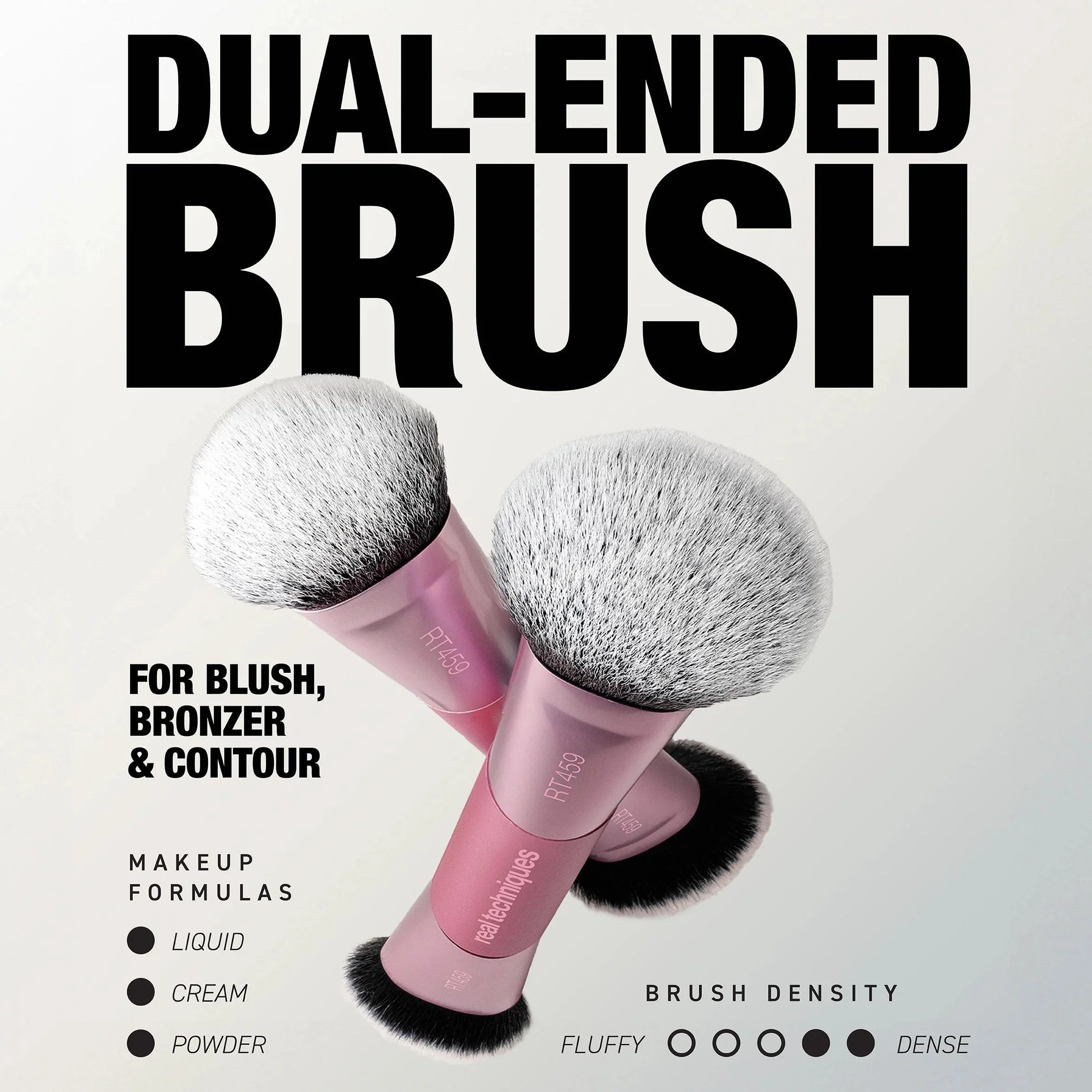 Real Techniques Ultimate Multi Tasker Brush, Dual-Ended Makeup Brush for Foundation, Blush Bronzer & Powder, Precision Sculpting & Blending, UltraPlush Bristles, Cruelty-Free, 1 Count