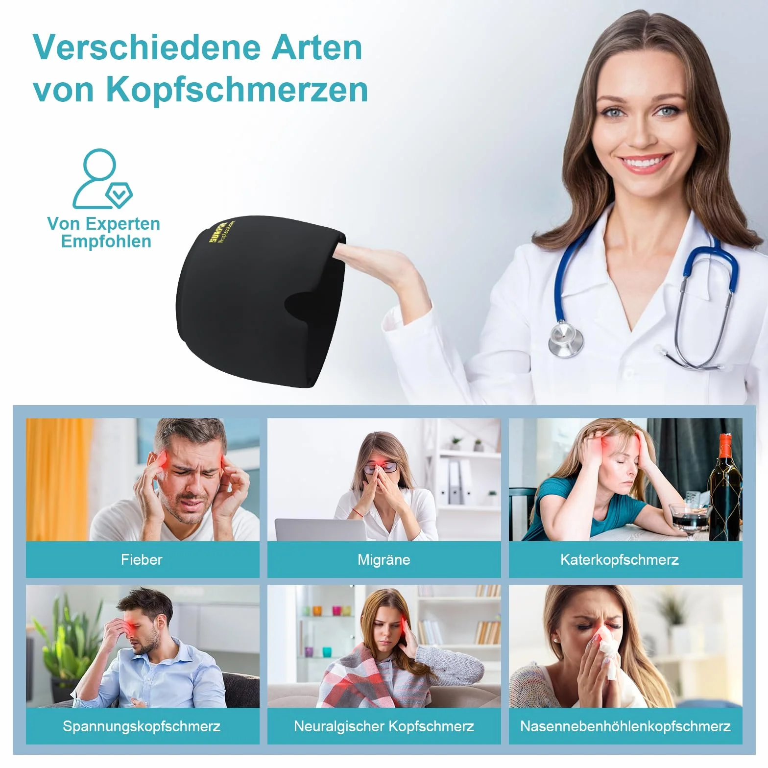 SURFOU Migrenowa maska na bóle głowy maska chłodząca migraine relief czapka czapka zimna