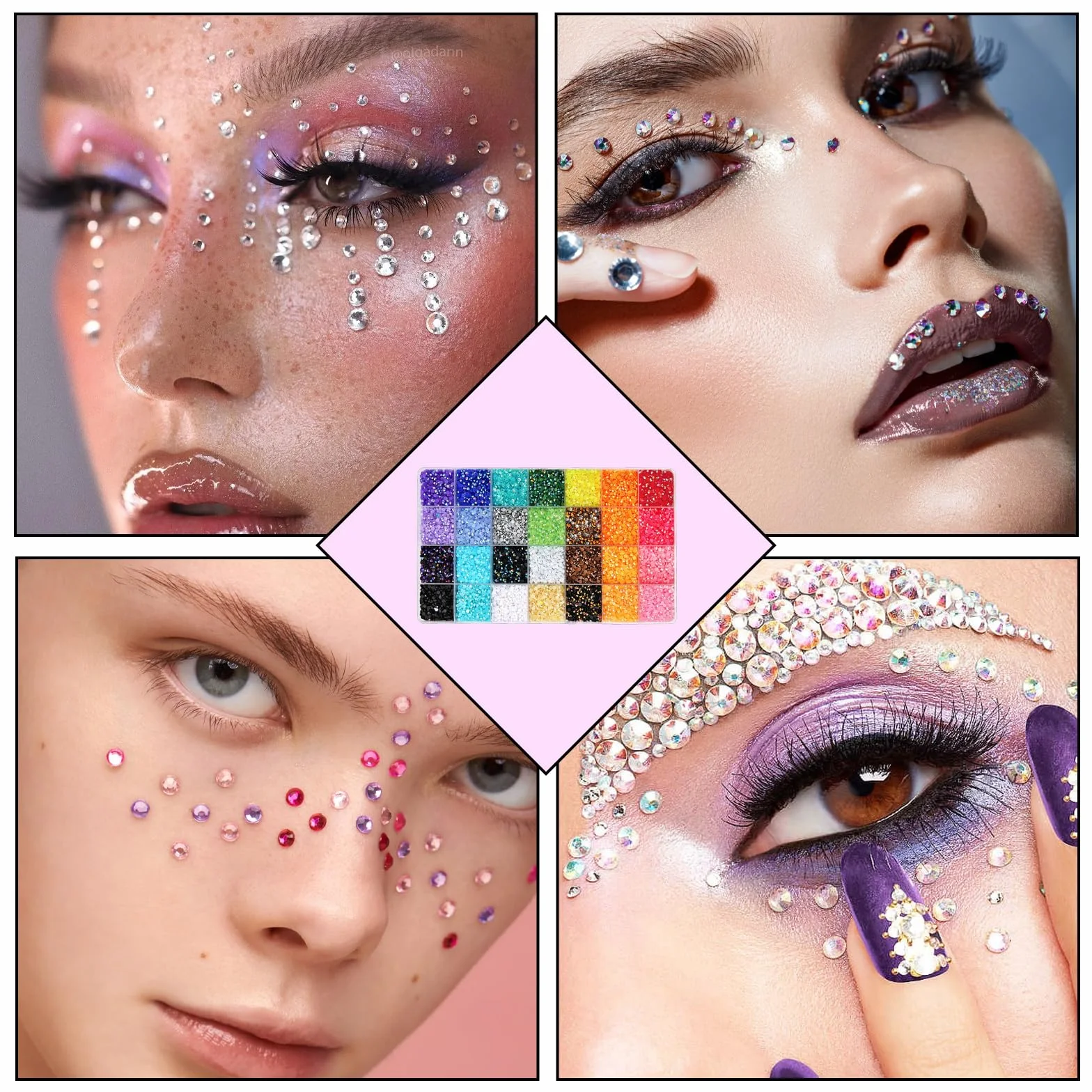 28000 szt. Diamenty do paznokci 3 mm, 28 Kolorów Rhinestones Flat Back, Bedazzling Kit do zdobienia paznokci i rzemiosła, kryształki do majsterkowania dekoracja paznokci ubrania (bez kleju)