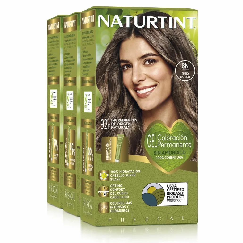 Naturtint Biobased farba do włosów bez amoniaku 6N ciemny blond 3 sztuki 510 ml