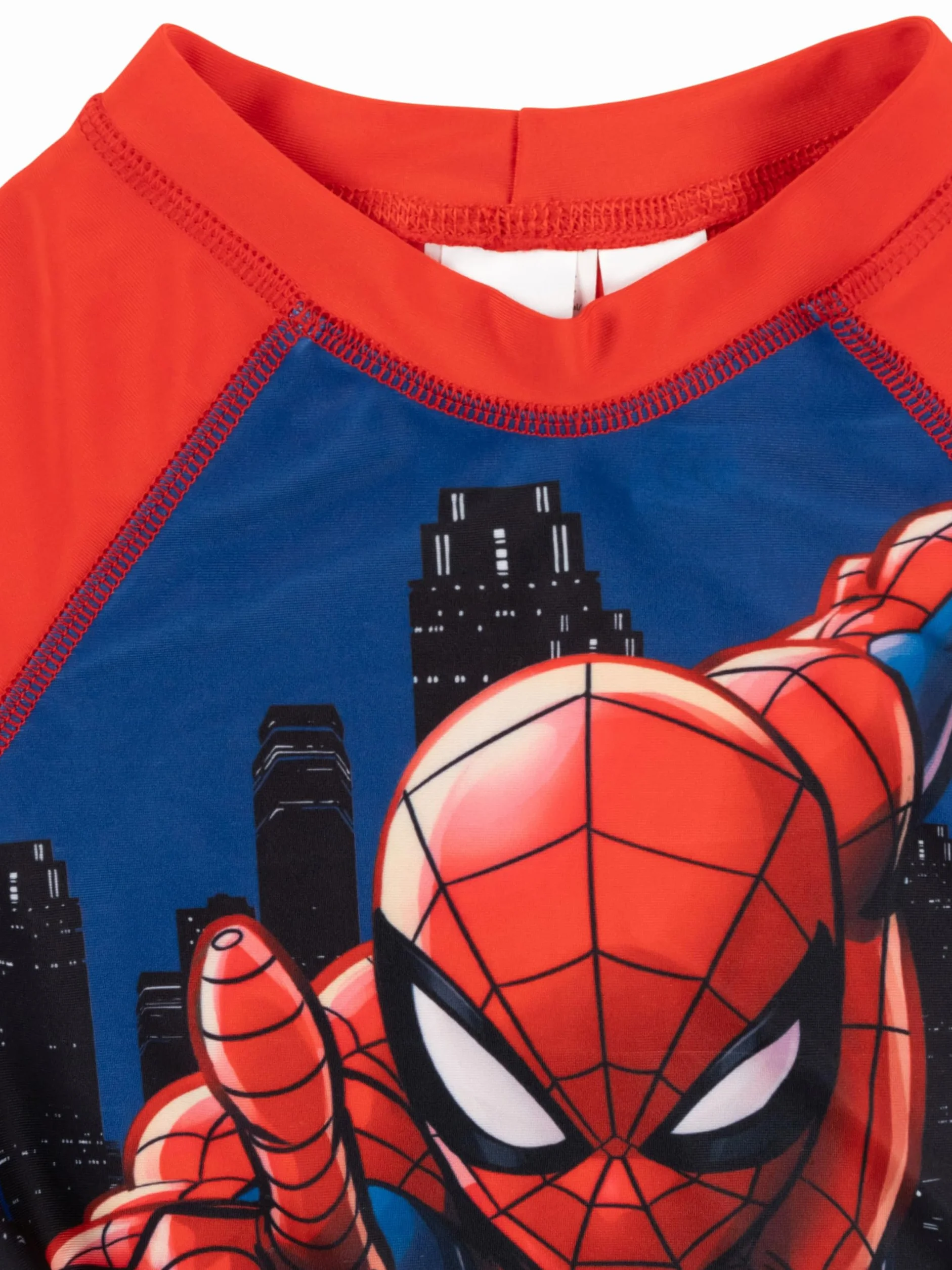 United Labels Marvel Spiderman dwuczęściowy kostium kąpielowy z ochroną UV 30, dla chłopców, czerwono-niebieski, moda kąpielowa dla dzieci, z koszulką i kąpielówkami, strój kąpielowy