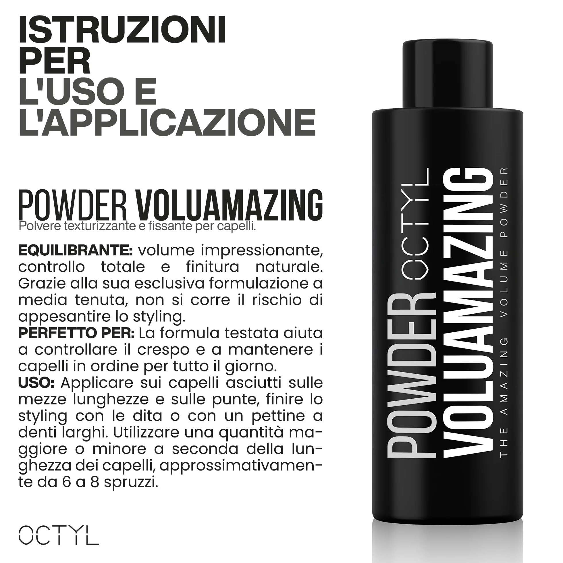 OCTYL - Voluamazing Powder | Proszek do włosów męskich | Tekstura i objętość z matowym wykończeniem | Puder objętości teksturujący | Proszek do stylizacji włosów dla mężczyzn i kobiet | 20 gr.