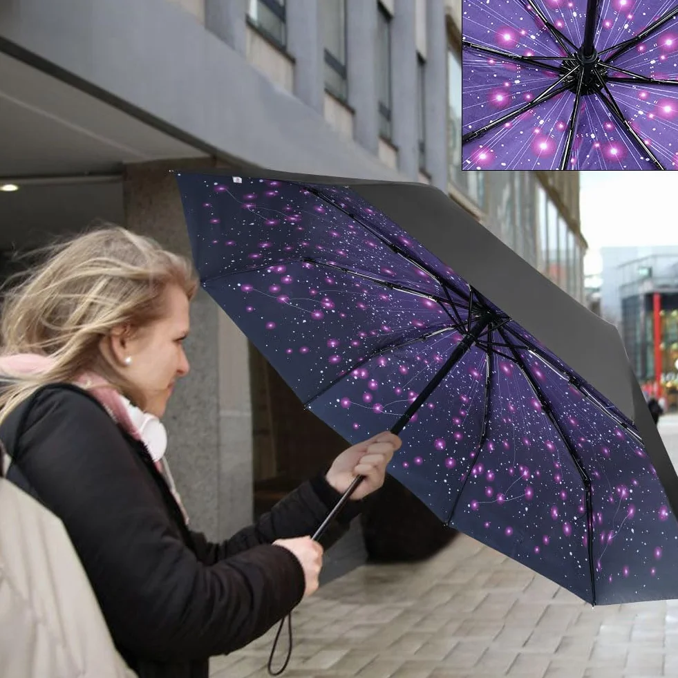 Aolso Parasol podróżny, automatyczny, odporny na wiatr, 8 żeber, kompaktowe składanie, automatyczne otwieranie/zamykanie
