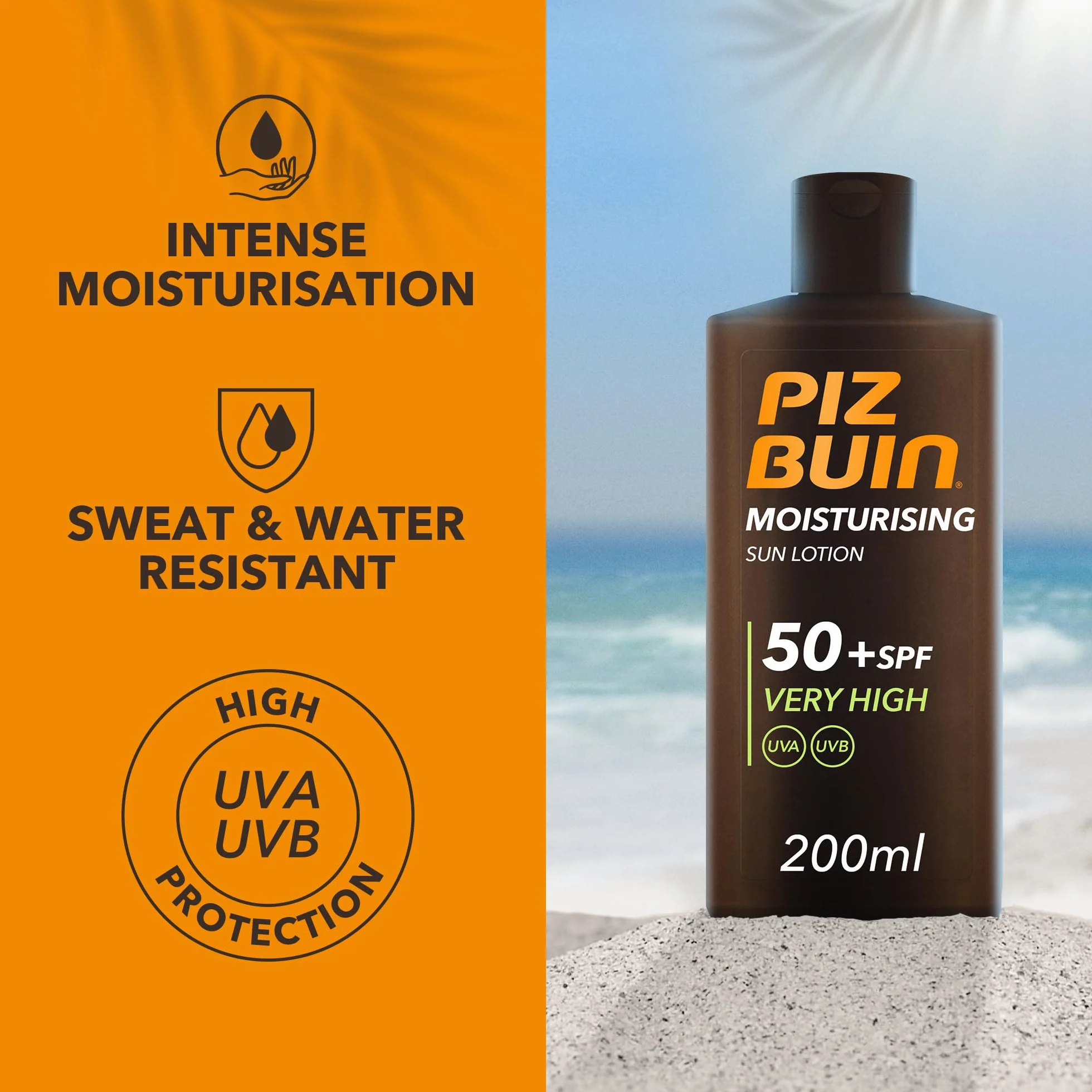 PIZ BUIN Moisturising Sun Lotion SPF50+ Very High (200 ml)