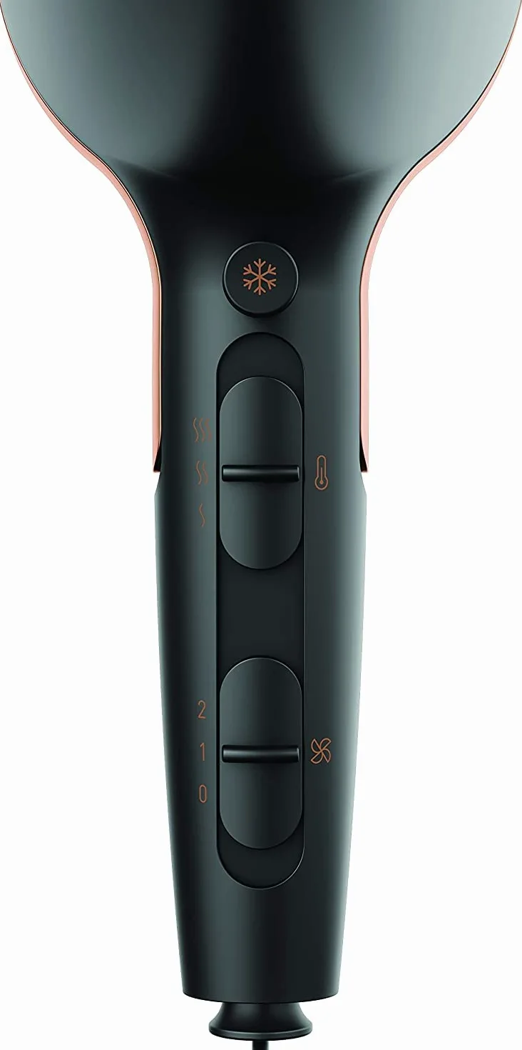 GRUNDIG Naturashine HD 7081 suszarka do włosów z funkcją joniki, ceramiczna ochrona, dysza do stylizacji Cool Touch, 2100 W, 3 poziomy temperatury i 2 poziomy przepływu powietrza, poziom zimna,