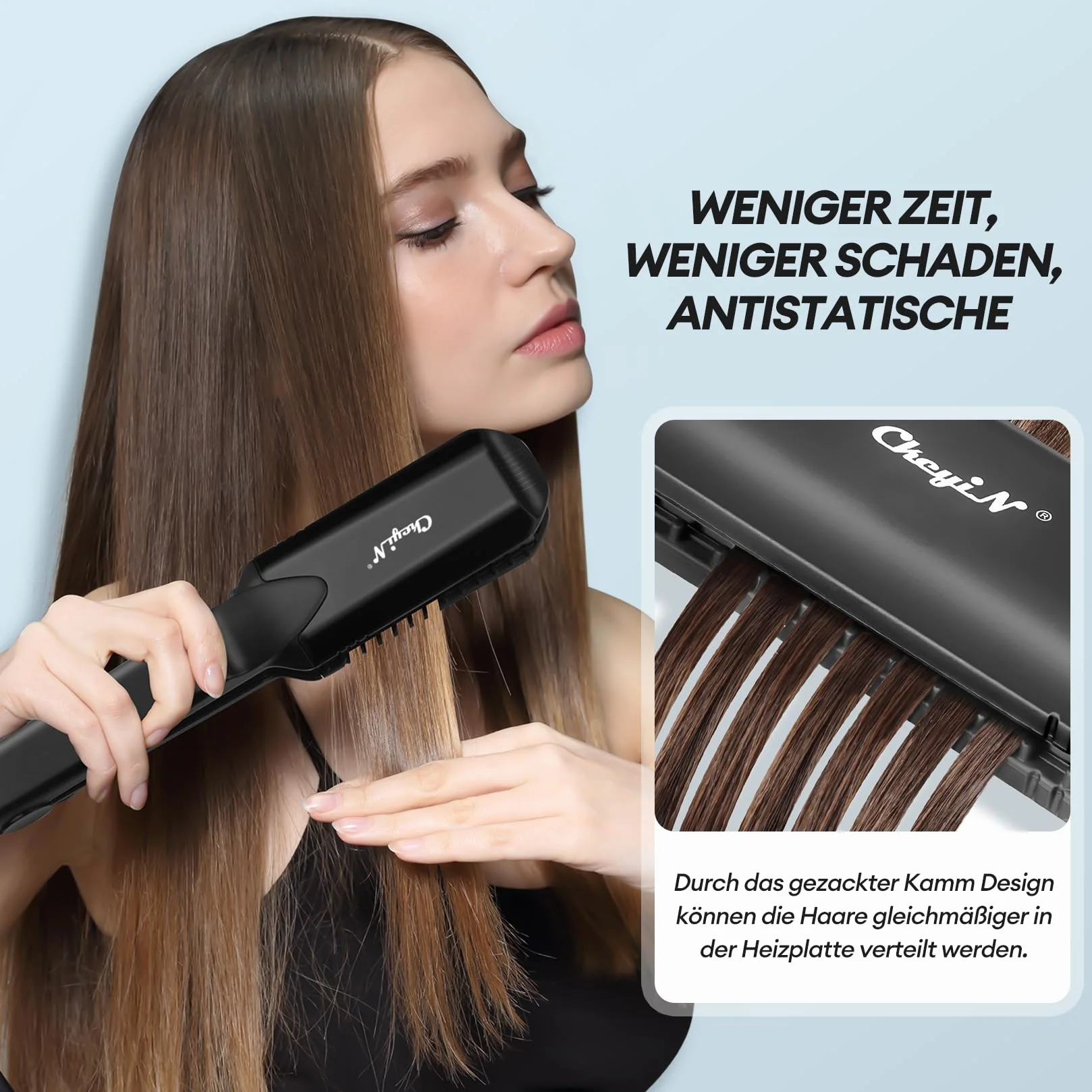 CkeyiN Prostownica do włosów, 4 w 1, ceramiczna prostownica do włosów, multistyler, prostownica falista, regulacja temperatury, gładka i zaciskarka do włosów