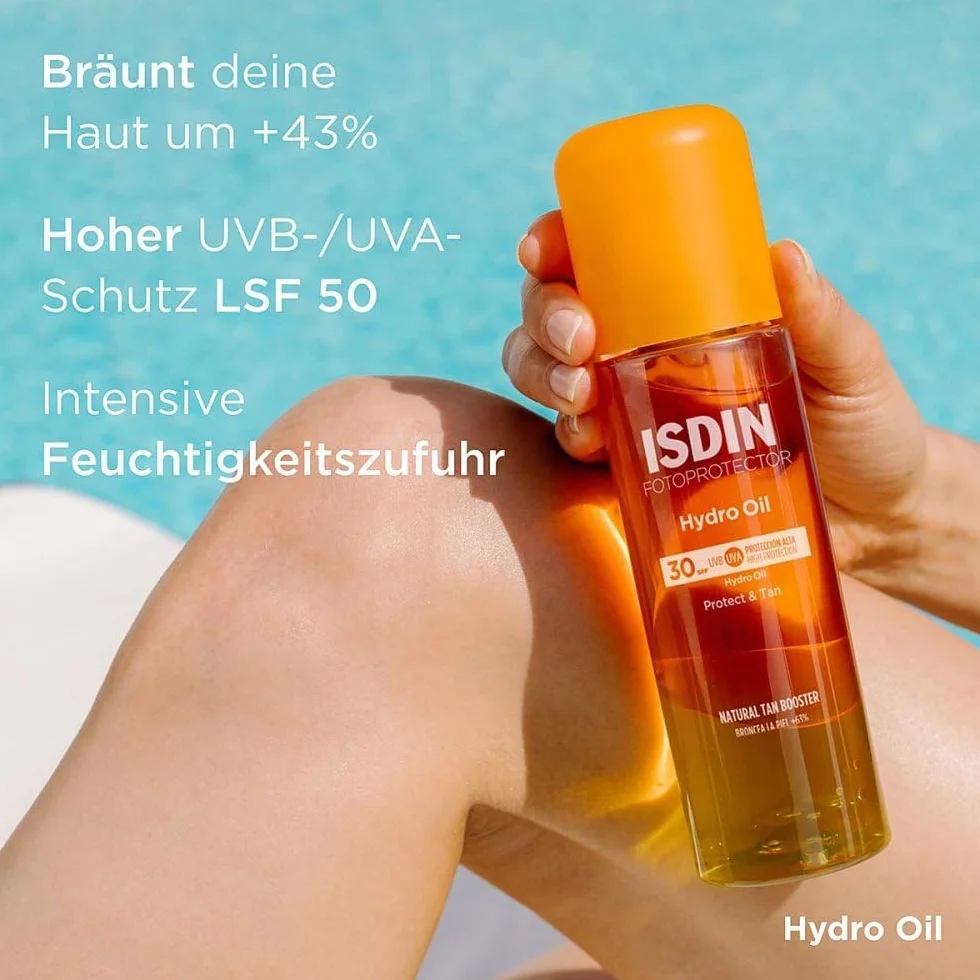ISDIN Fotoprotector Hydro Oil LSF 30 (200 ml) | 2-fazowa ochrona przed światłem, która chroni skórę nie tylko przed słońcem, ale również wspomaga opalenie