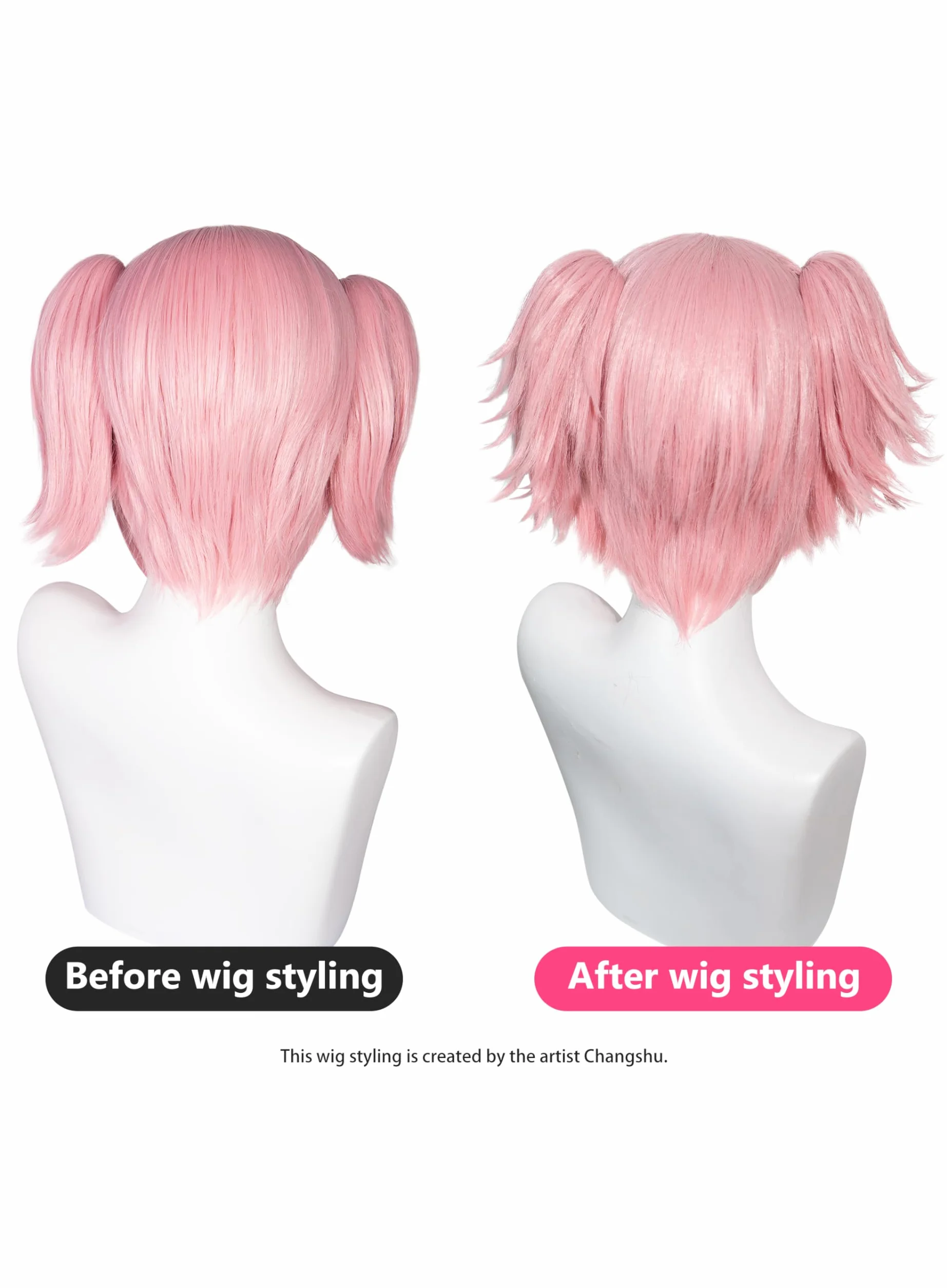 OSIAS Peruka Madoka Magica Różowa Krótkie Syntetyczne Odporna na Ciepło Włosy