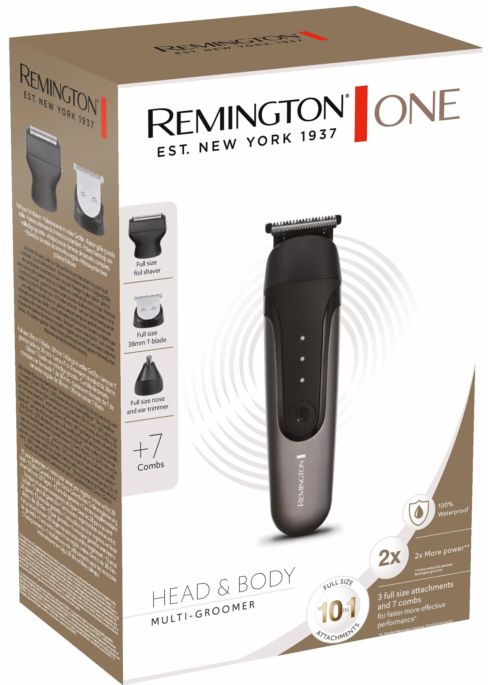 Remington ONE Head&Body Multigroomer PG760 trymer wielofunkcyjny wodoodporny litowy 10 końcówek