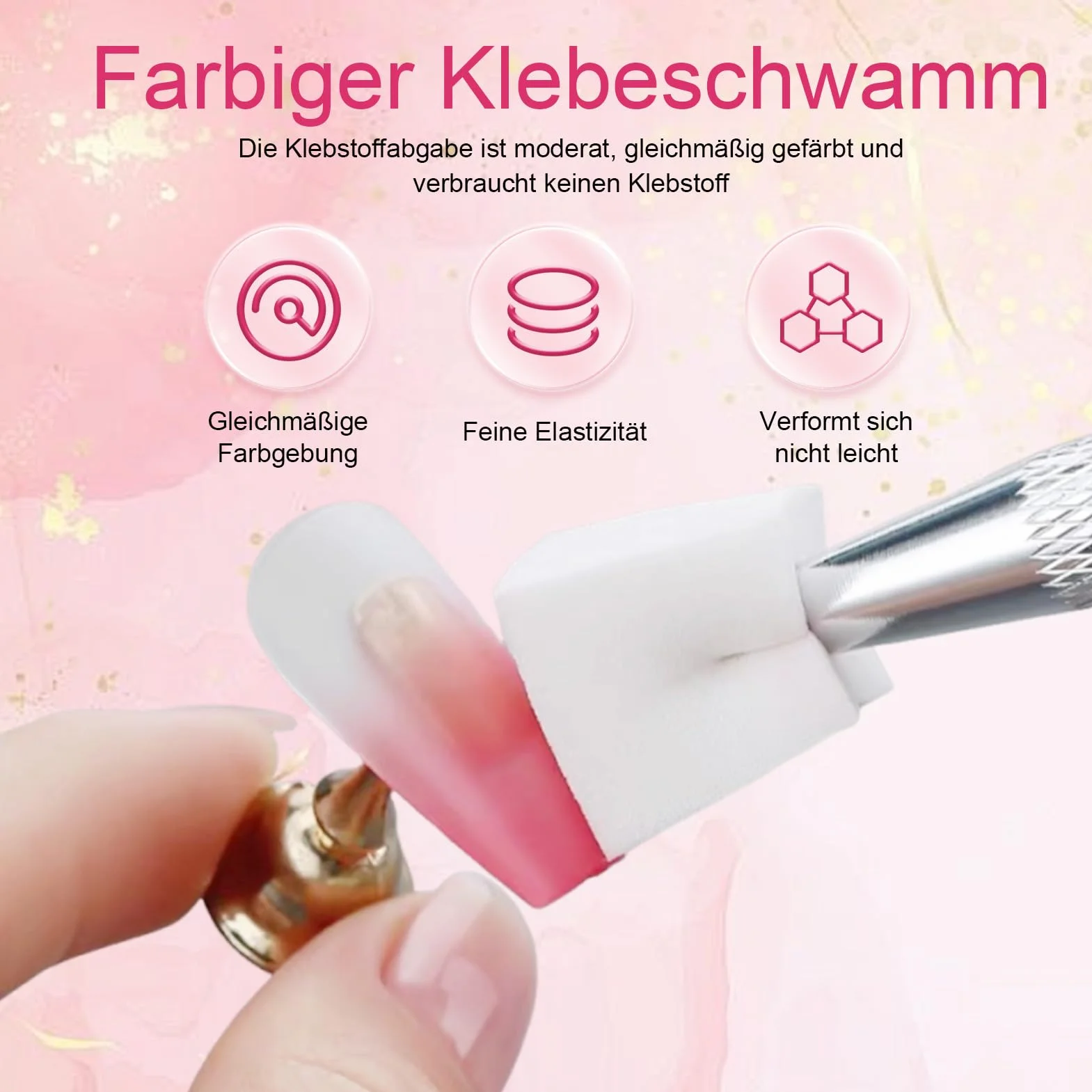 100 szt. gąbki do zdobienia paznokci z metalowym uchwytem, akcesoria do zdobienia paznokci, Baby Boomer, narzędzia do renderowania z blokami chwytającymi, gąbka do manicure, gradient Nail Art
