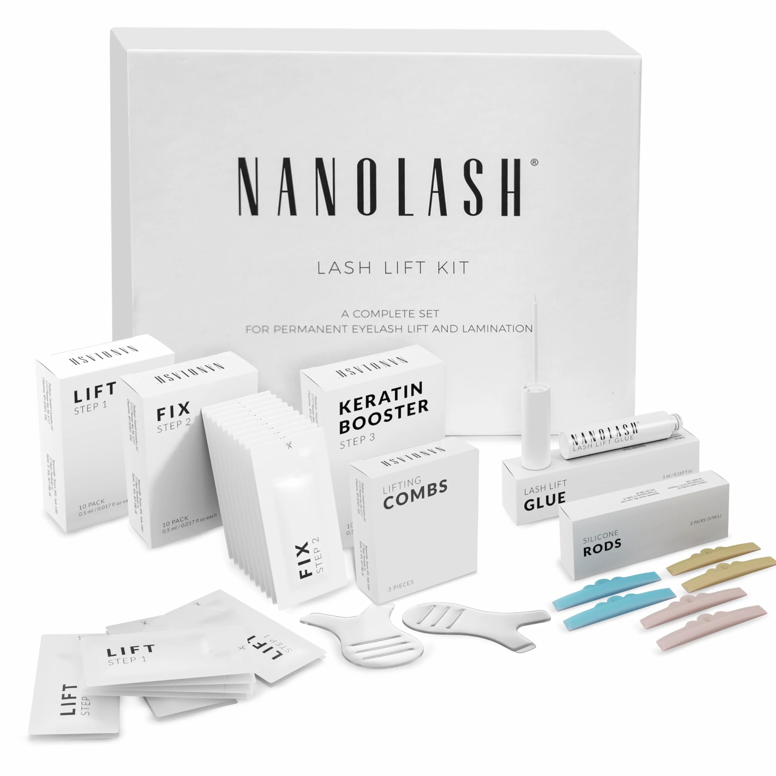 Nanolash Zestaw do liftingu i laminacji rzęs profesjonalny DIY do domu i salonu