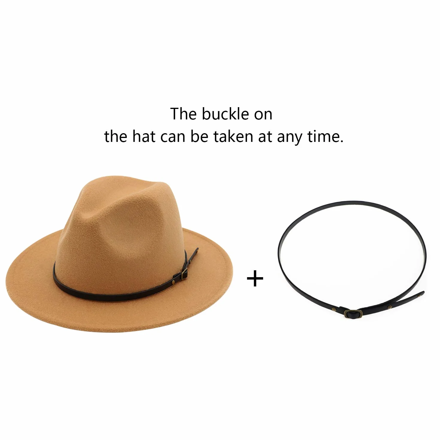 DRESHOW Kapelusz z Szerokim Rondem Fedora dla Kobiet Zapięcie na Pasek Retro Panama Floppy Hat