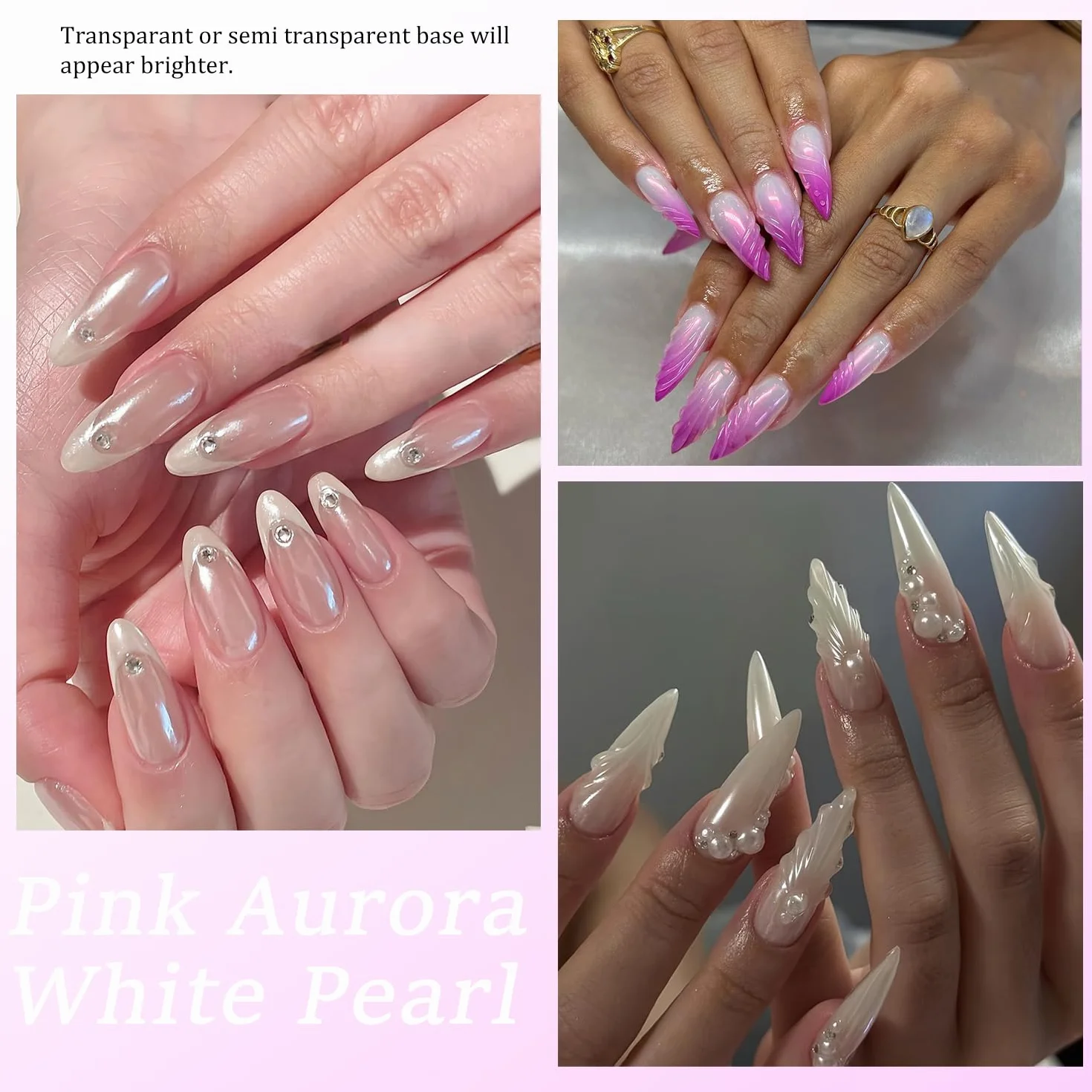 Chrome Nail Powder, 4 kolory Crome Pigment do paznokci Aurora biała perła srebrny złoty chrom Nail Powder Crome w proszku do paznokci Art Nail Design