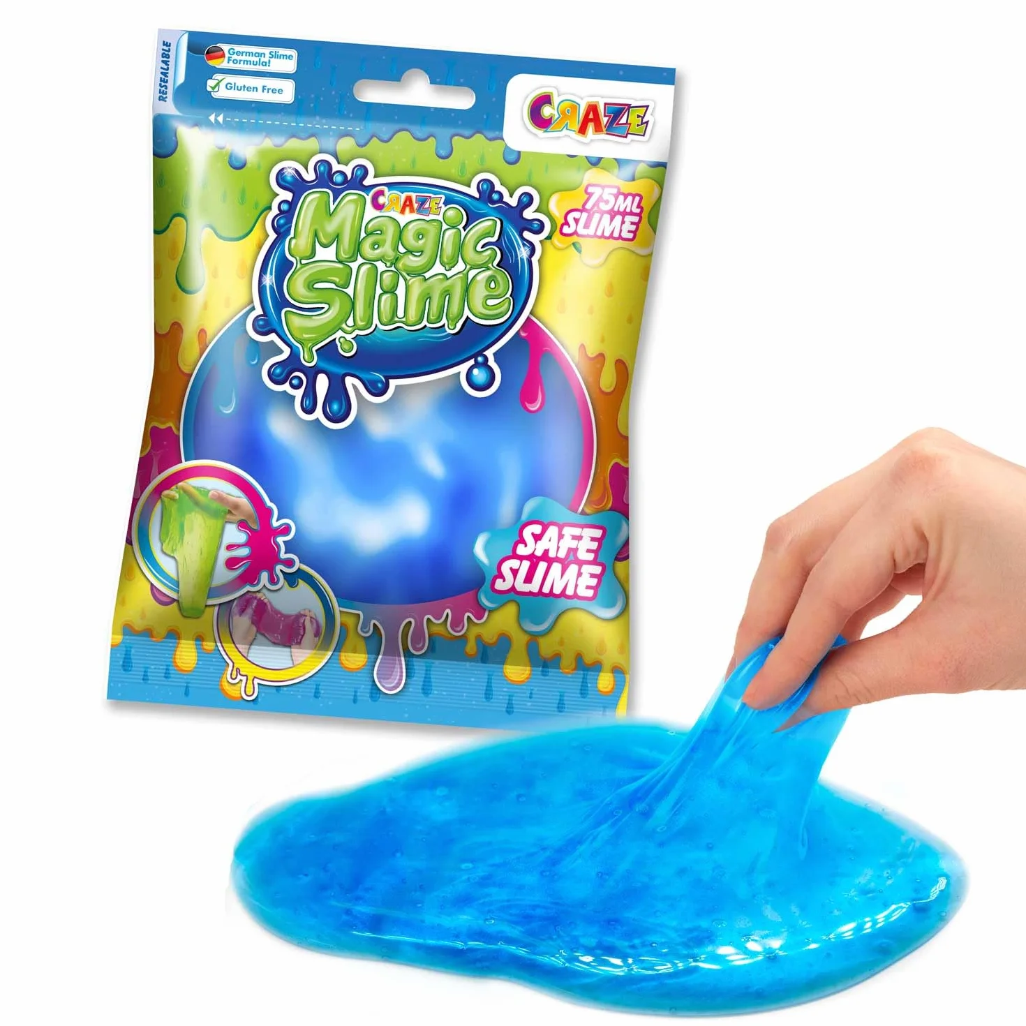 CRAZE Magic Slime Slime dla dzieci, 75 ml, różne kolory, bez pozostałości, łatwe do czyszczenia, 1 sztuka
