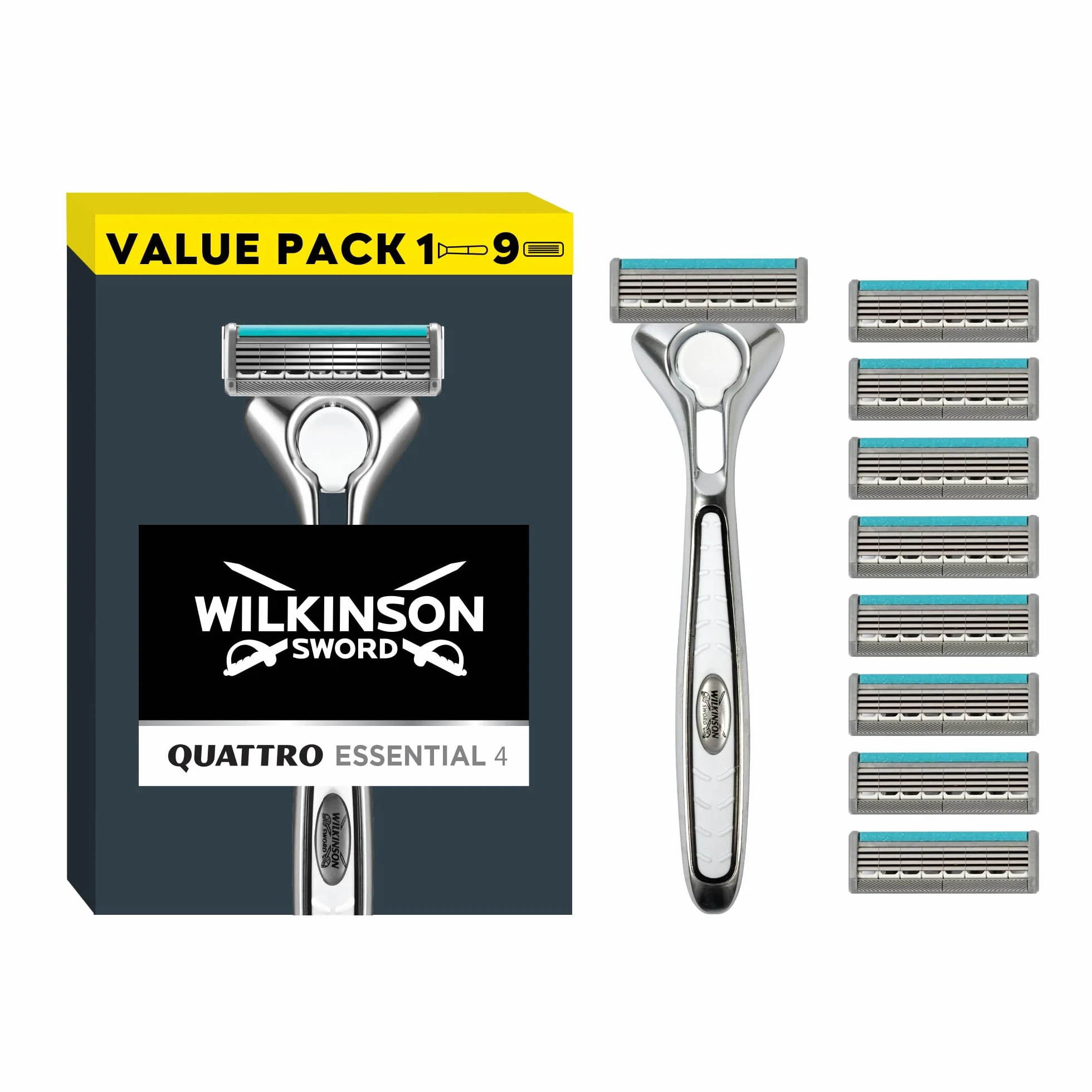 Wilkinson Sword Quattro Titanium ostrza do golenia z męską maszynką do golenia (edycja sortowana nie do wyboru) 8 szt