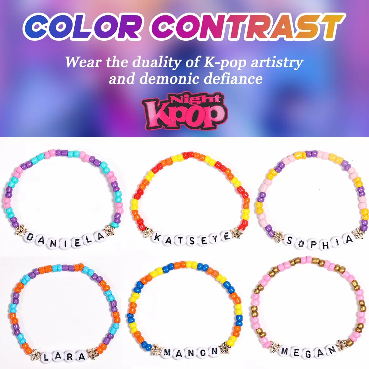 AICase Bransoletki przyjaźni Katseye Merch, inspirowane koncertowym towarem Katseye, rozciągliwe bransoletki z pereł K-Pop, wyjątkowy prezent dla fanów, kobiet i mężczyzn