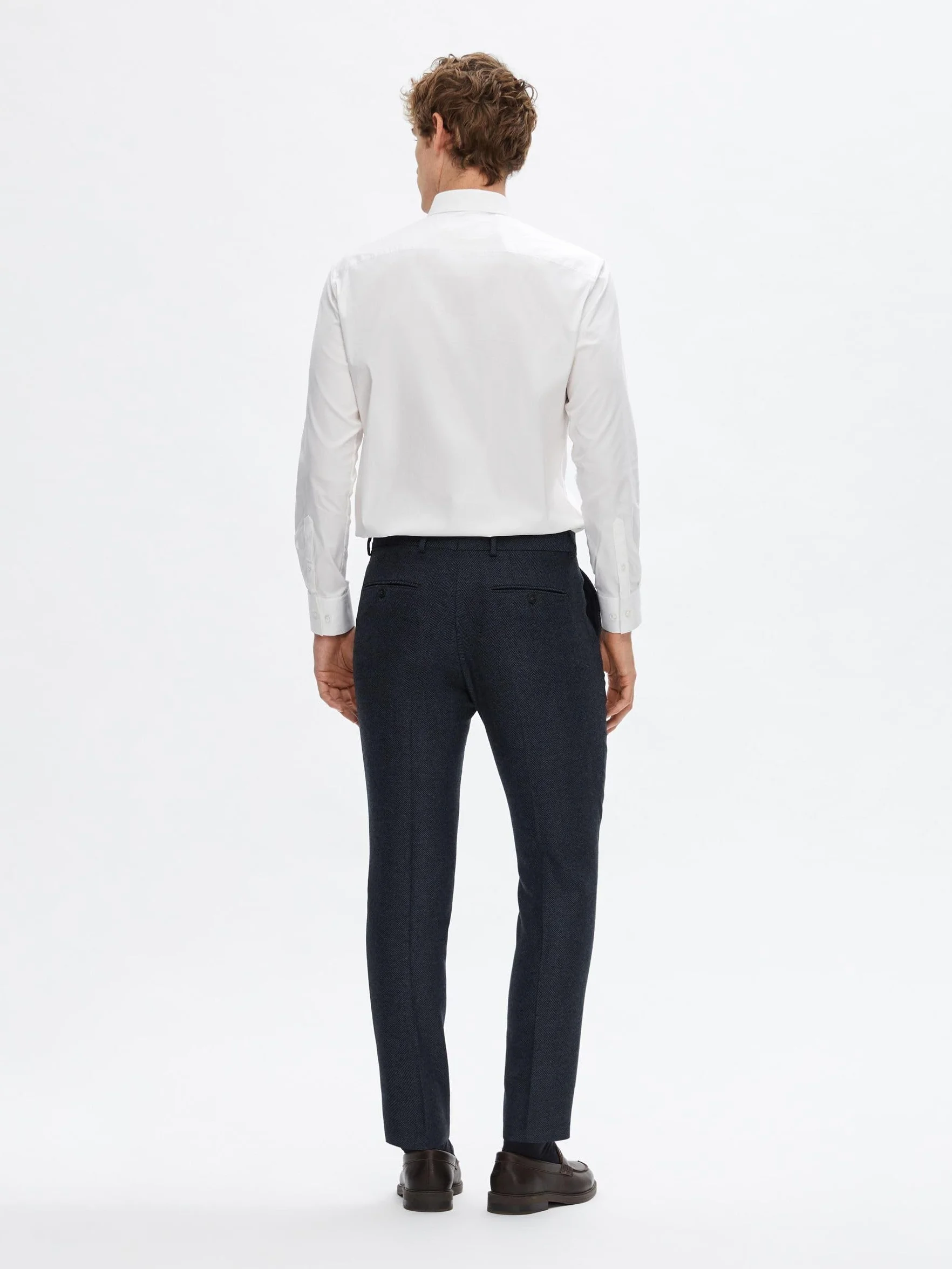 SELECTED HOMME Slhslim-isac Navy Herringbone Trs B Noos - Garnitur — spodnie Mężczyźni