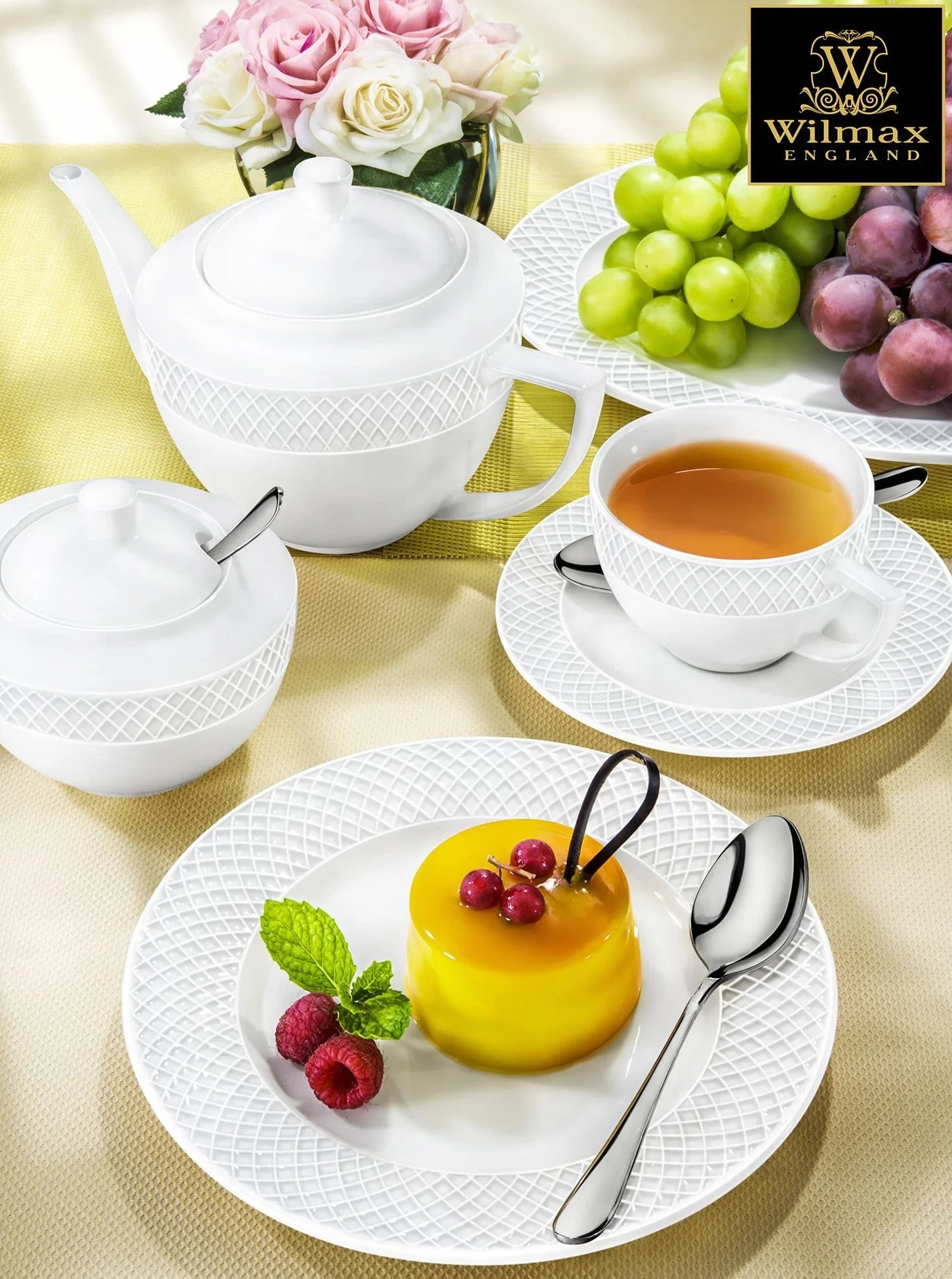 Wilmax | zestaw filiżanek do cappuccino | filiżanki ze spodkami 6 sztuk | serwis do kawy i herbaty | filiżanki do kawy | do herbaty | na desery | zestaw upominkowy | kolor biały | 170 ml