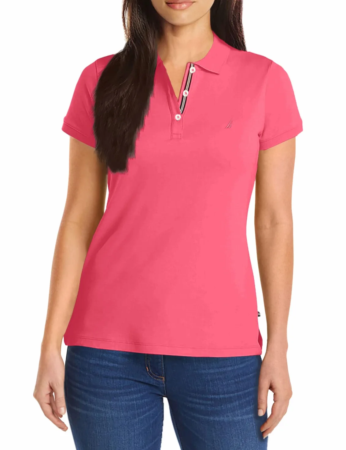 Nautica Koszulka polo Kobiety 3-button Short Sleeve Breathable 100% Cotton Polo Shirt