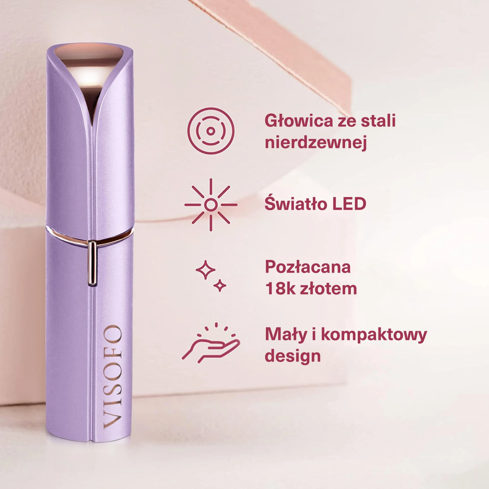 VISOFO Elektryczna Maszynka Dermaplaning do Twarzy dla Kobiet – Trymer Depilator Golenie (Amethyst)