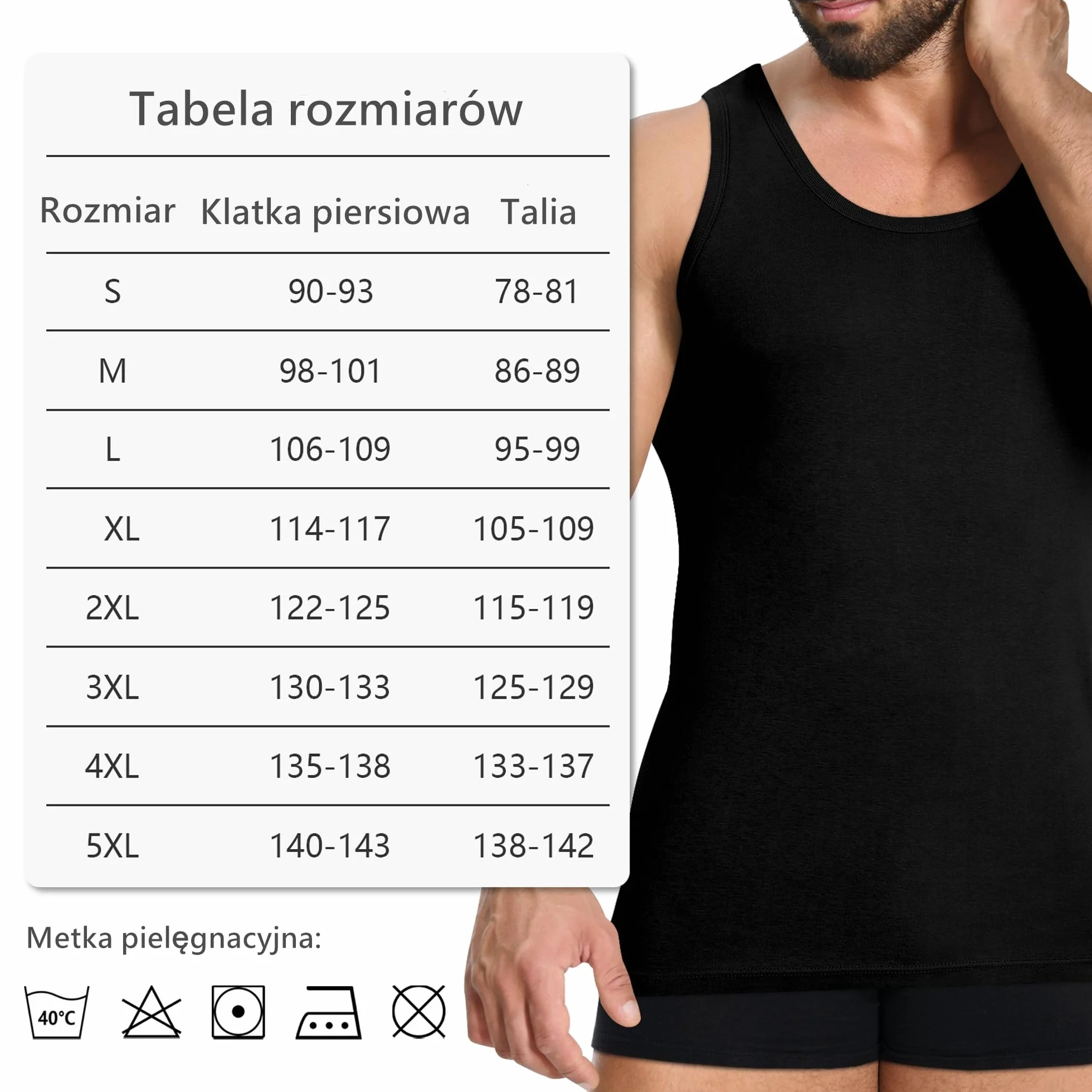 YOUCHAN Podkoszulek męski, tank top, 3 sztuk, 100% bawełna, bez rękawów, bawełna, czarny, biały