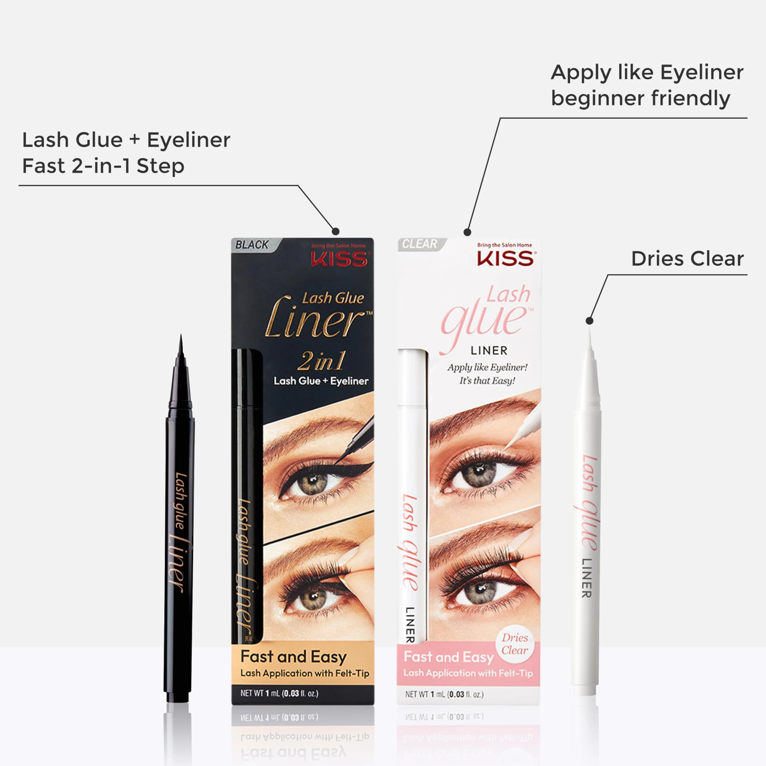 Kiss Klej do rzęs Eyeliner, czarny, 0.7ml