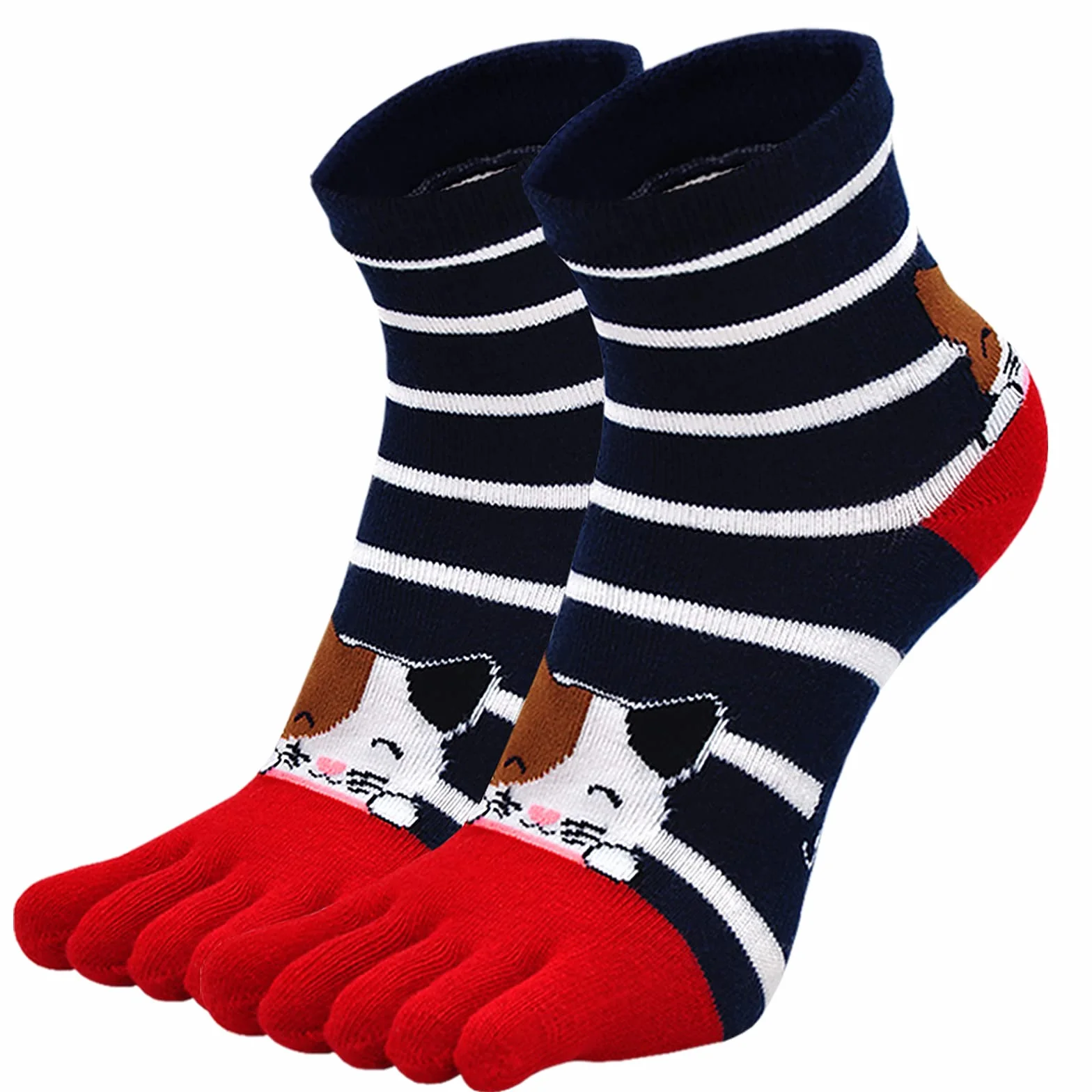 ZAKASA Damskie skarpety z pięcioma palcami, z bawełny, damskie skarpety do sneakersów do uprawiania sportu, biegania w czasie wolnym, z zabawnym wzorem zwierząt, kolorowe skarpety, nowość na prezent,