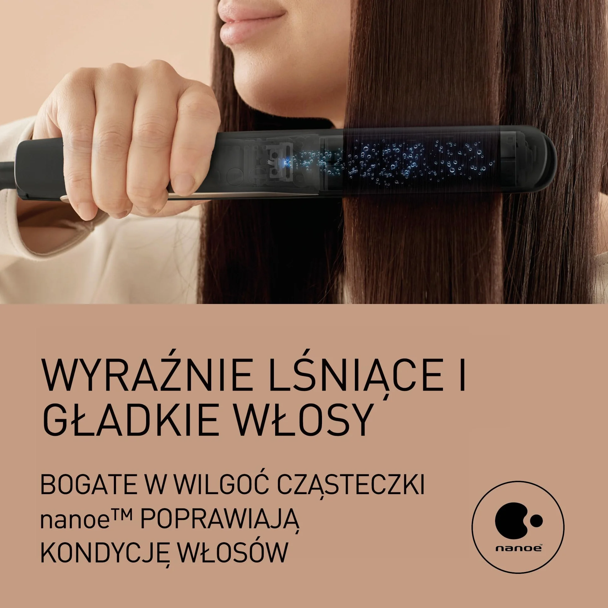Panasonic Glätteisen EH-HS0E nanoe™-Technologie, mit 3D Keramikplatten und intelligenter Temperaturanpassung, schwarz-champagner