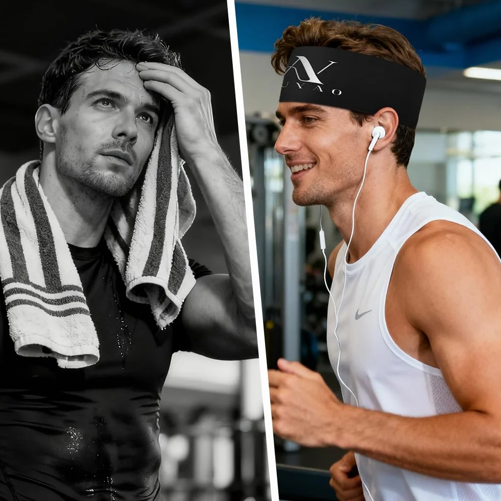 AUYAO Sportowa opaska na czoło dla kobiet i mężczyzn, oddychająca opaska przeciwpotowa na czoło, szybkoschnąca, opaska na czoło, unisex, opaska przeciwpotowa, opaska na czoło, do biegania, jazdy na
