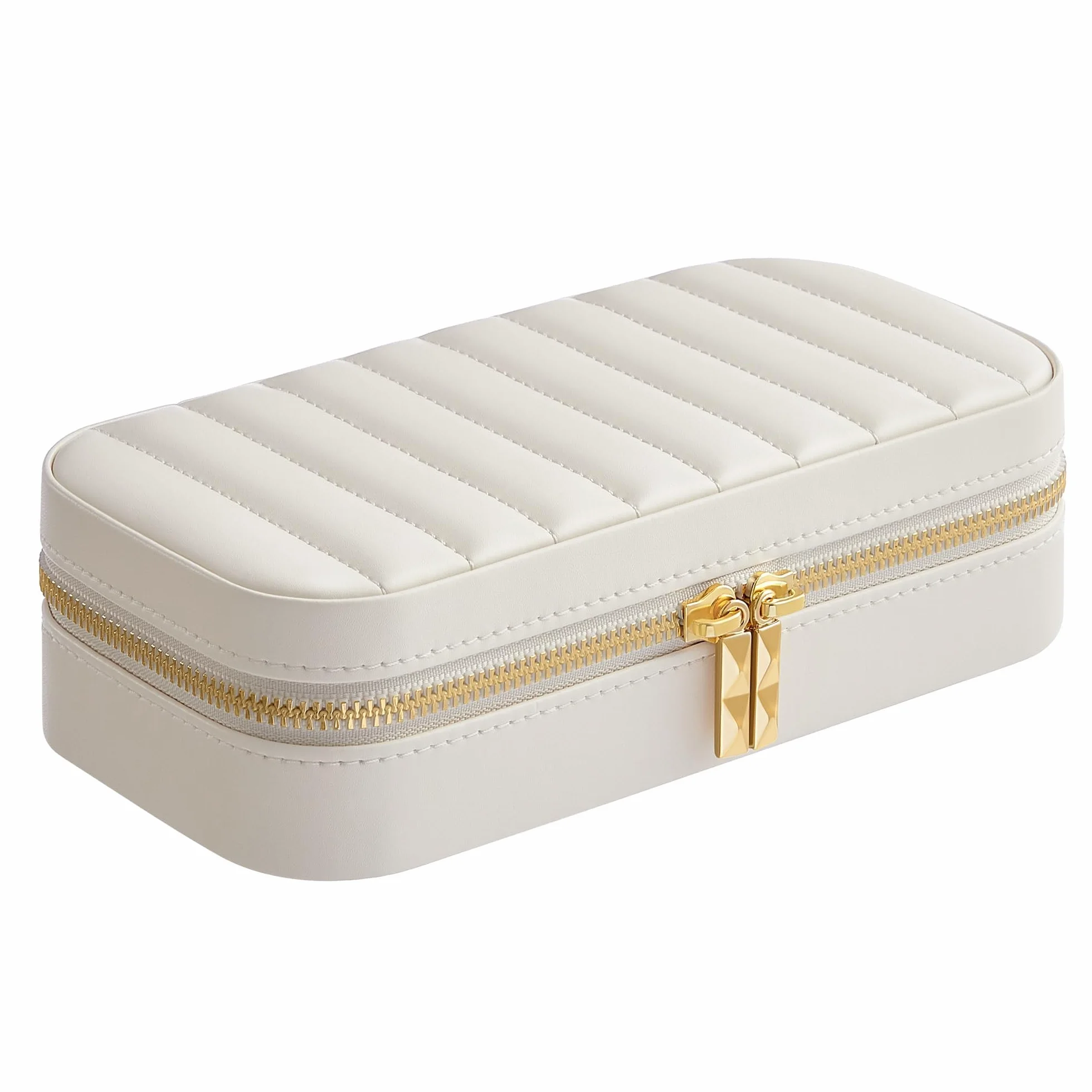 SONGMICS HOME Kolekcja ANAH – podróżna szkatułka na biżuterię, mała szkatułka na biżuterię, do przechowywania biżuterii z lusterkiem, 10,5 x 20,5 x 6 cm, zapięcie na suwak