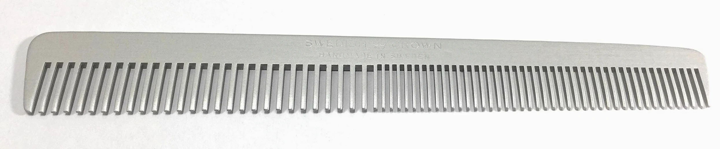 Swedish Crown Profesjonalny grzebień męski z etui z prawdziwej skóry, aluminiowy grzebień 15,5 cm (antystatyczny) metalowy grzebień drobne + szerokie ząbki grzebień do brody w wersji salonowej (2261