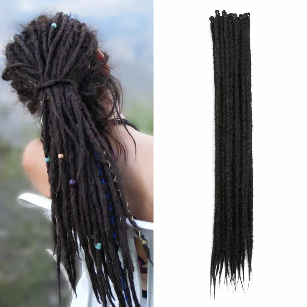 Syntetyczne Dredy Przedłużenia 20 Cali 20 Nici Szydełkowe Plecione Włosy Miękkie Pojedynczym Końcem Ciemny Brąz